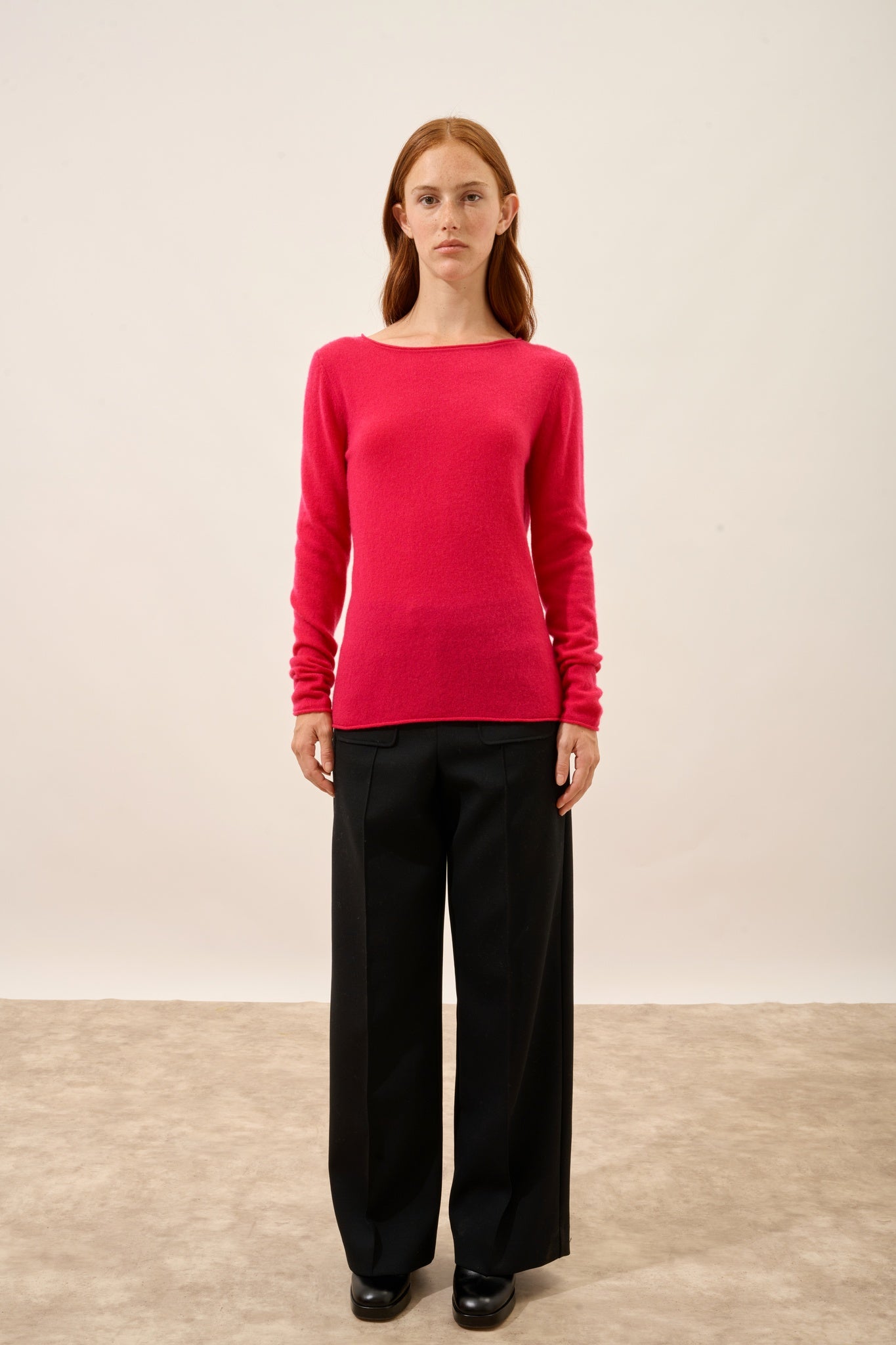 GRACE pull col bateau fuchsia