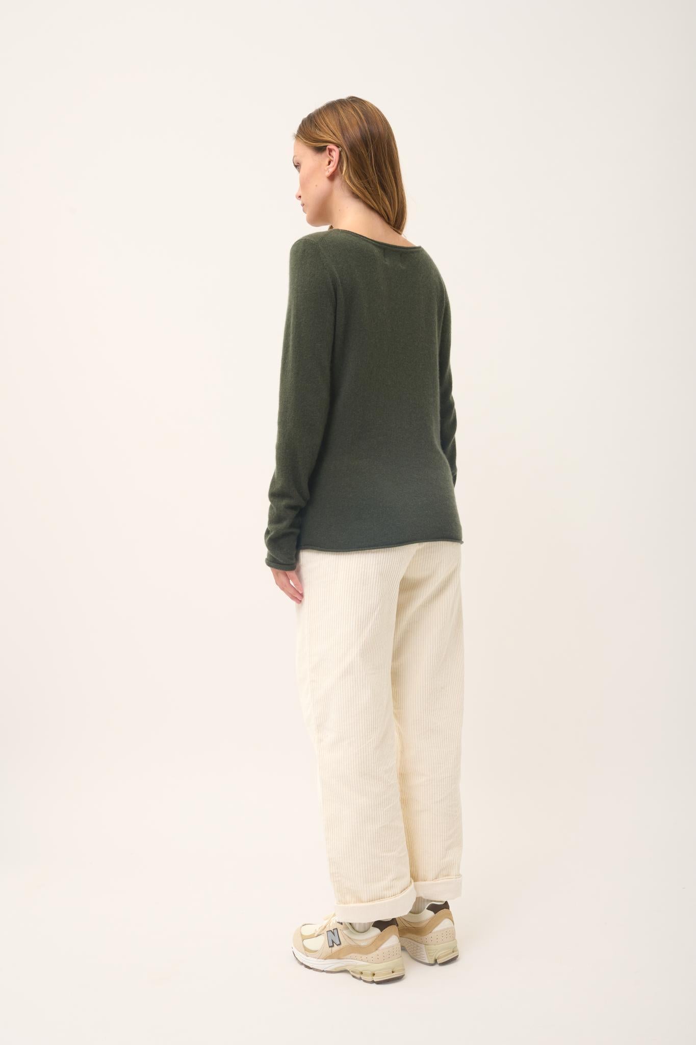 GRACE khaki boat-neck sweater