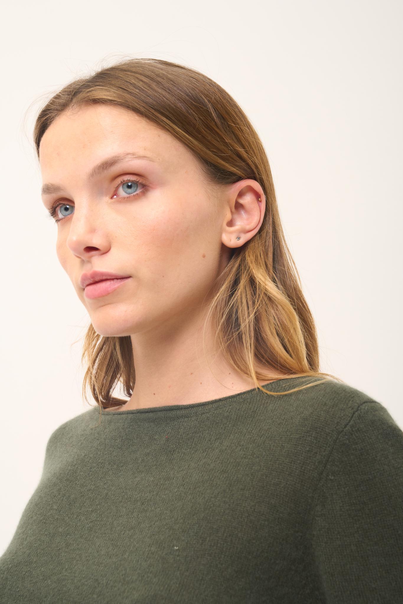 GRACE khaki boat-neck sweater