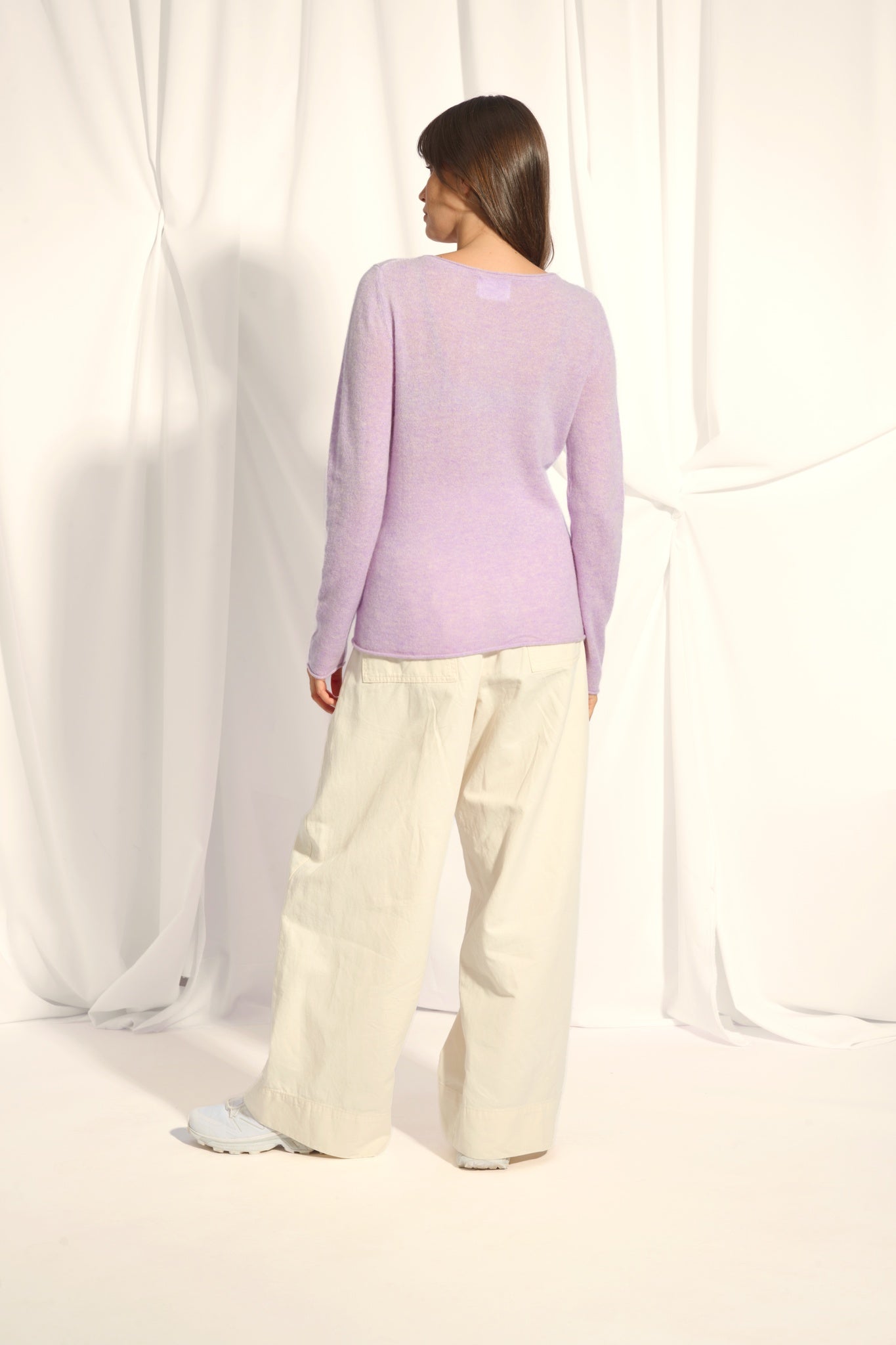 GRACE mauve mottled boat-neck sweater