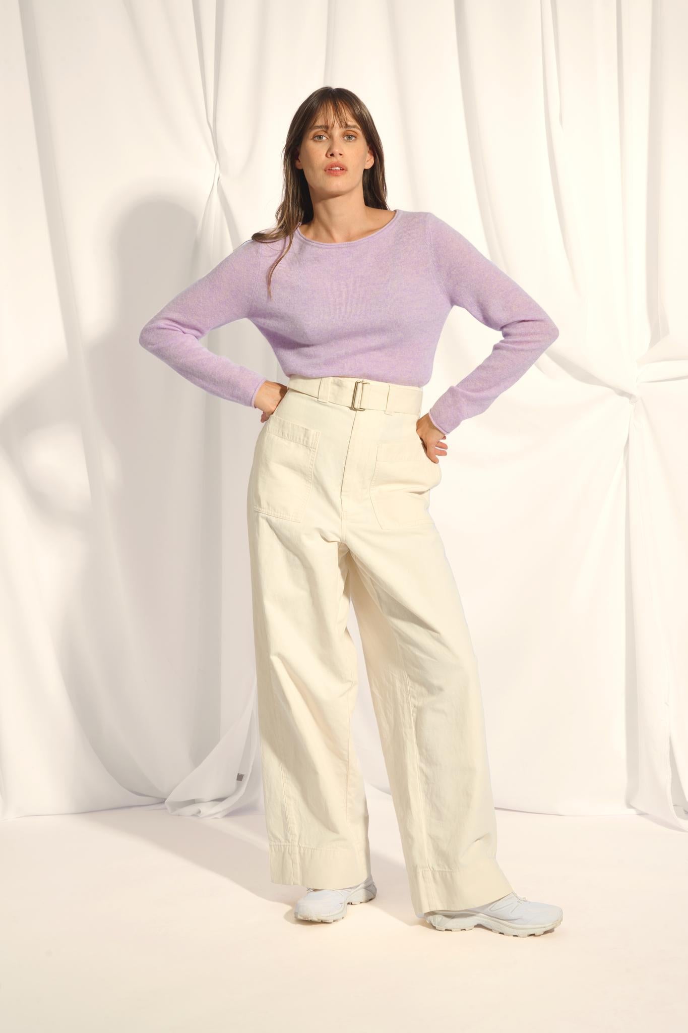 GRACE pull col bateau mauve chiné