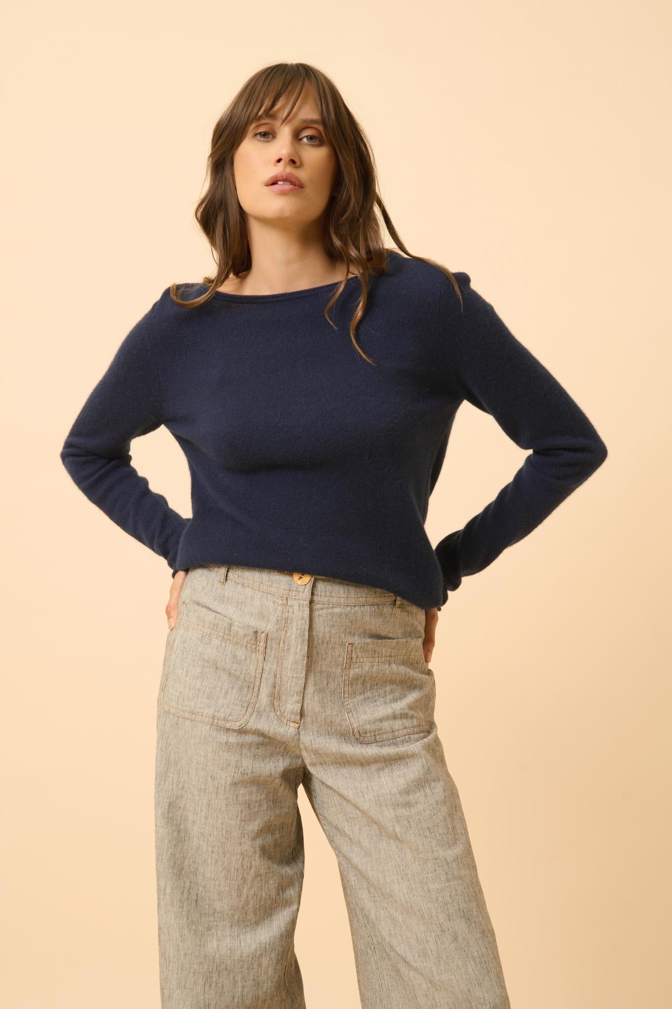 GRACE pull col bateau navy