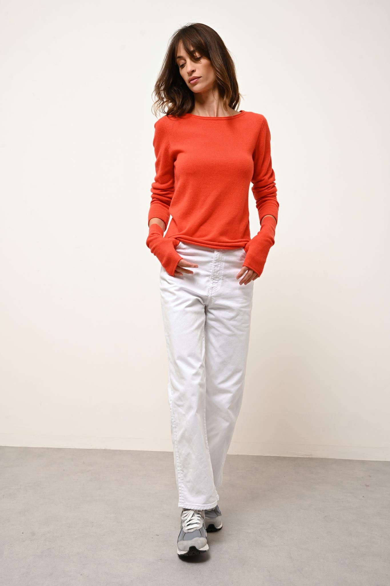 GRACE boat-neck sweater orange