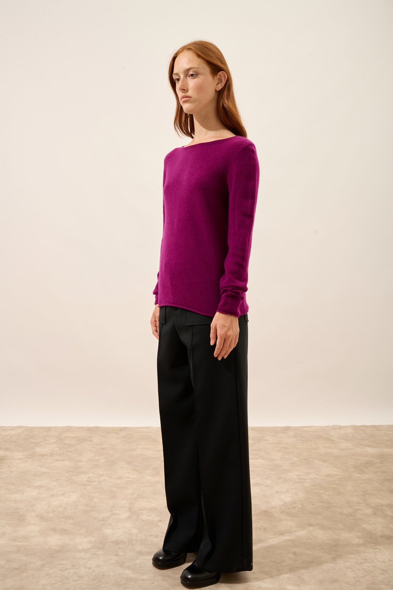 GRACE plum boat-neck sweater
