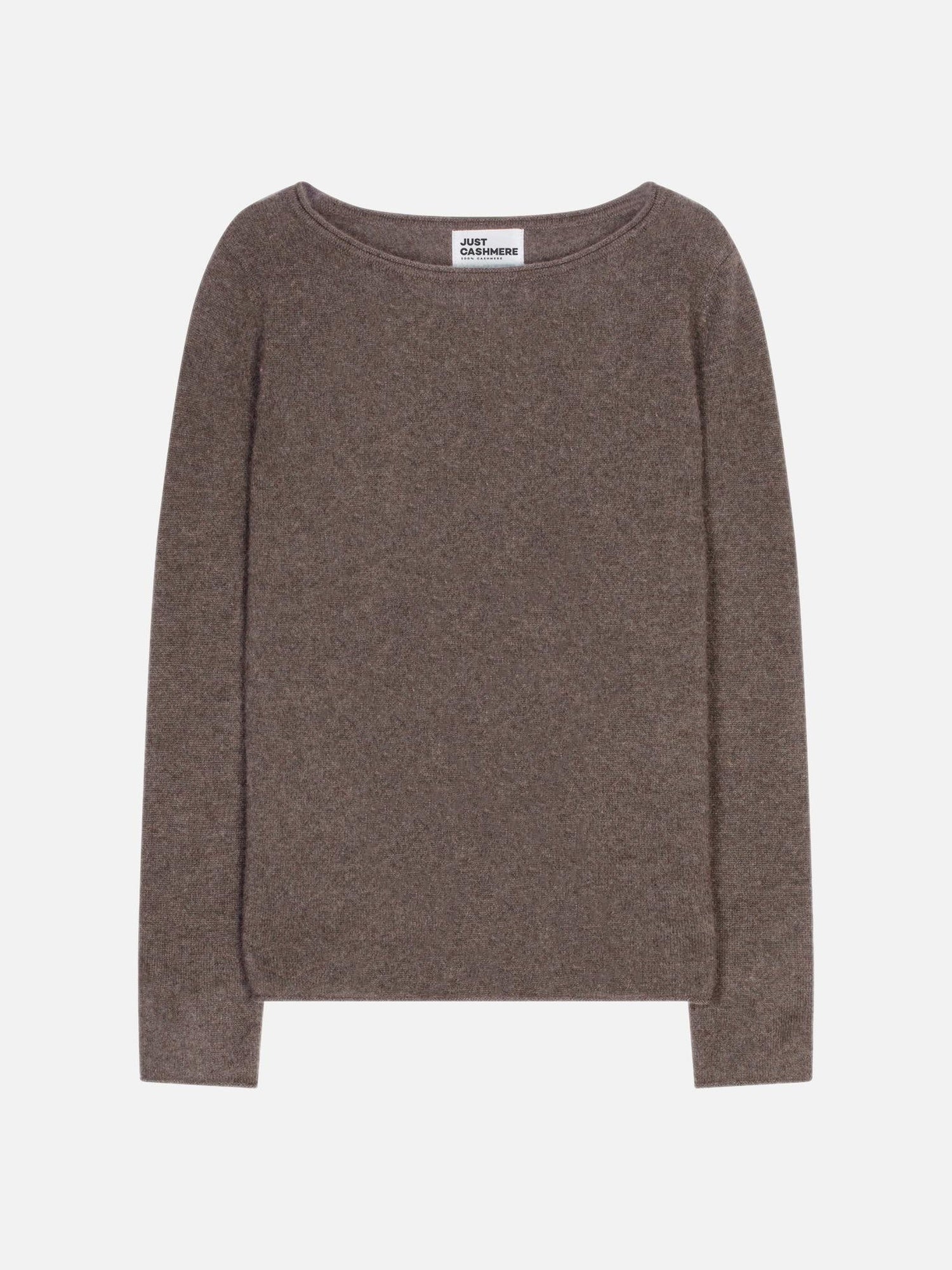 GRACE taupe mottled boat-neck sweater
