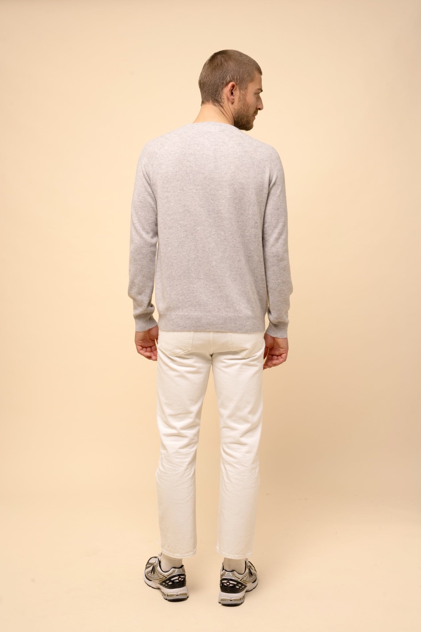 GUZMAN light grey mottled tunic-neck sweater