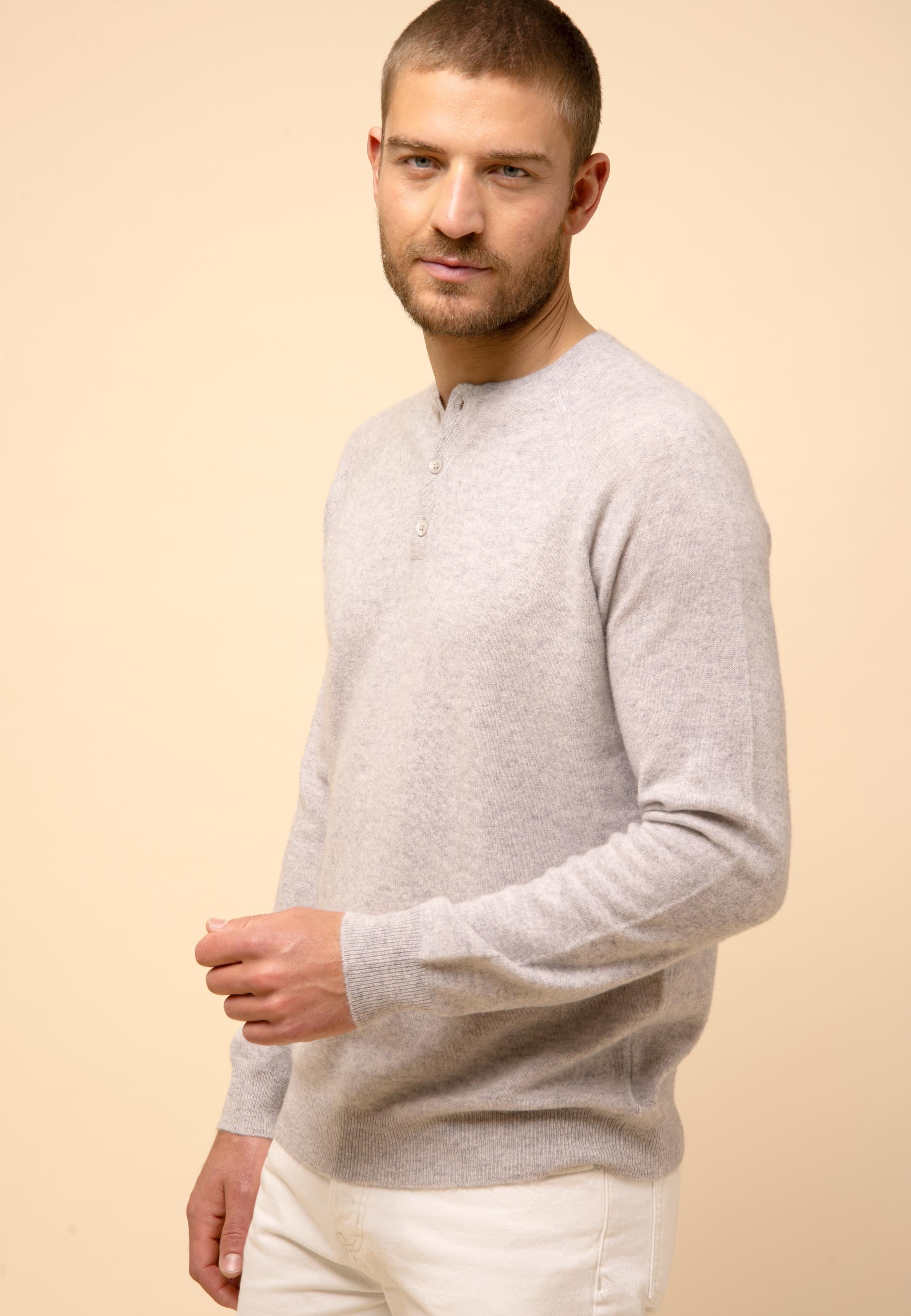 GUZMAN light grey mottled tunic-neck sweater
