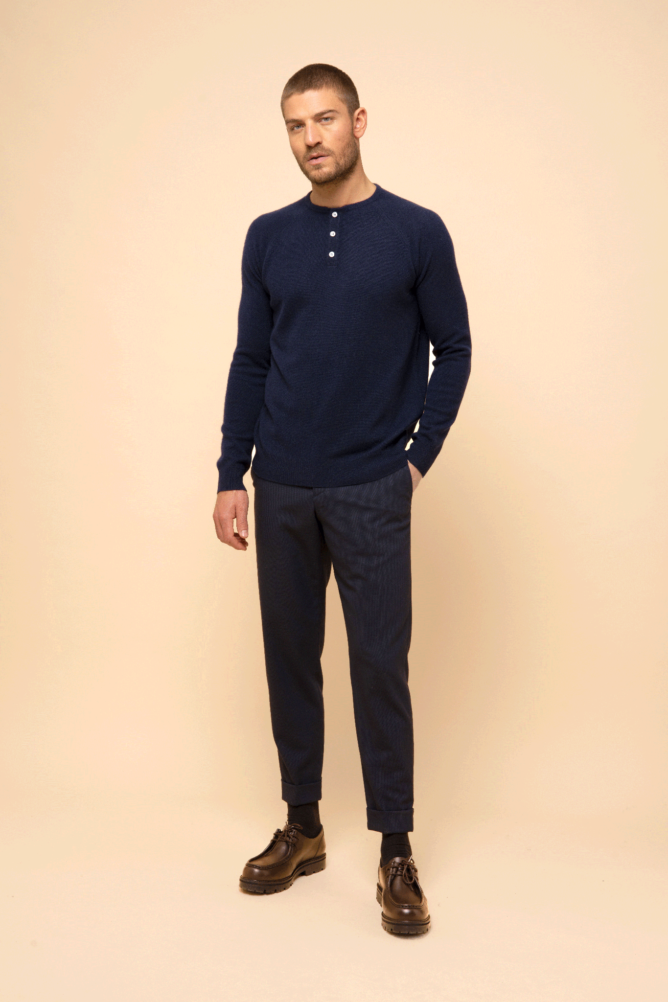 GUZMAN pull col tunisien navy
