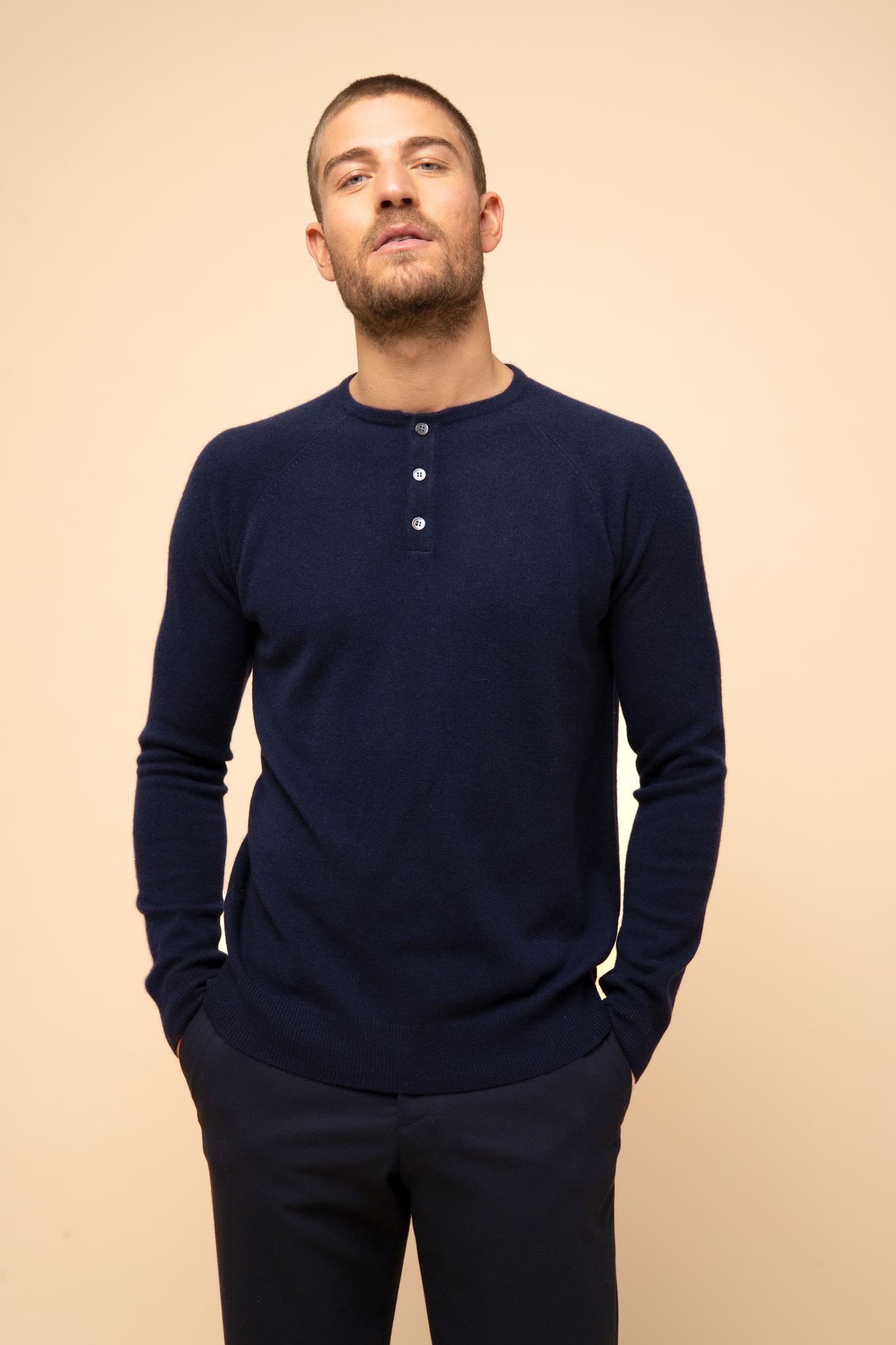 GUZMAN pull col tunisien navy