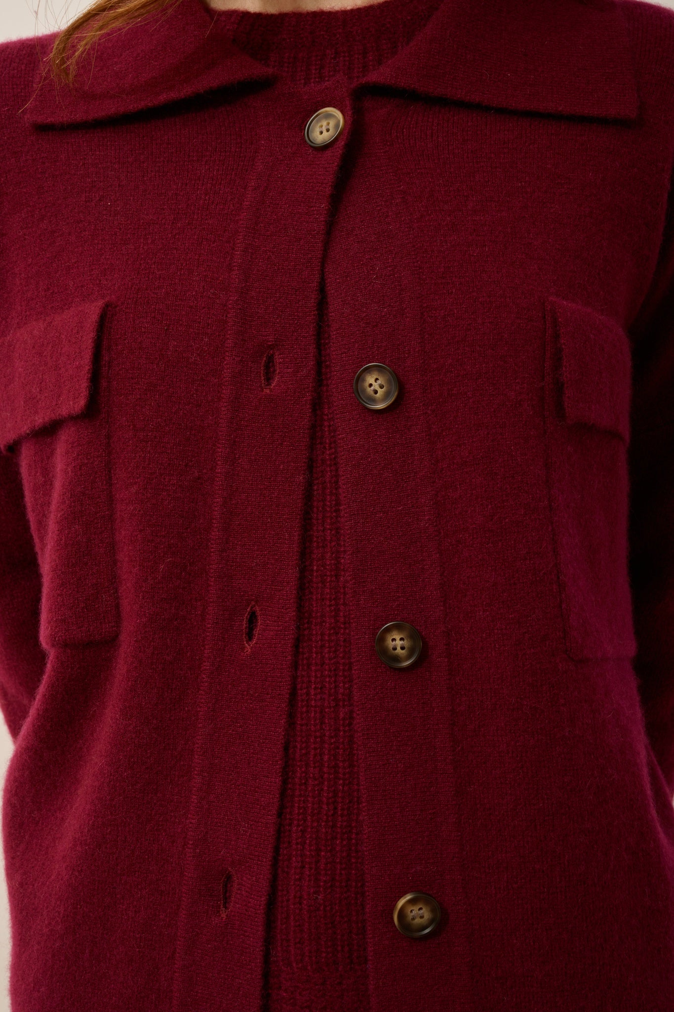 HEKLA veste boutonnée col chemise bordeaux