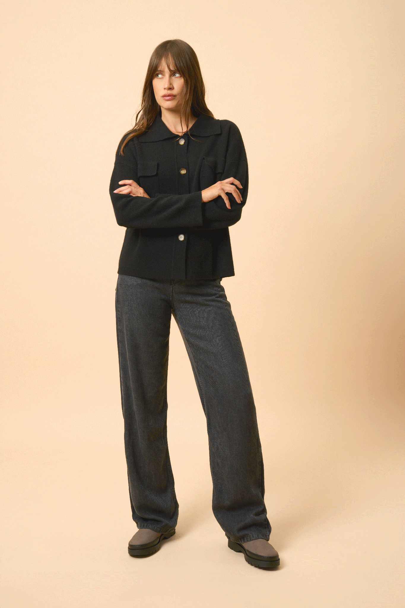 HEKLA veste col chemise noir