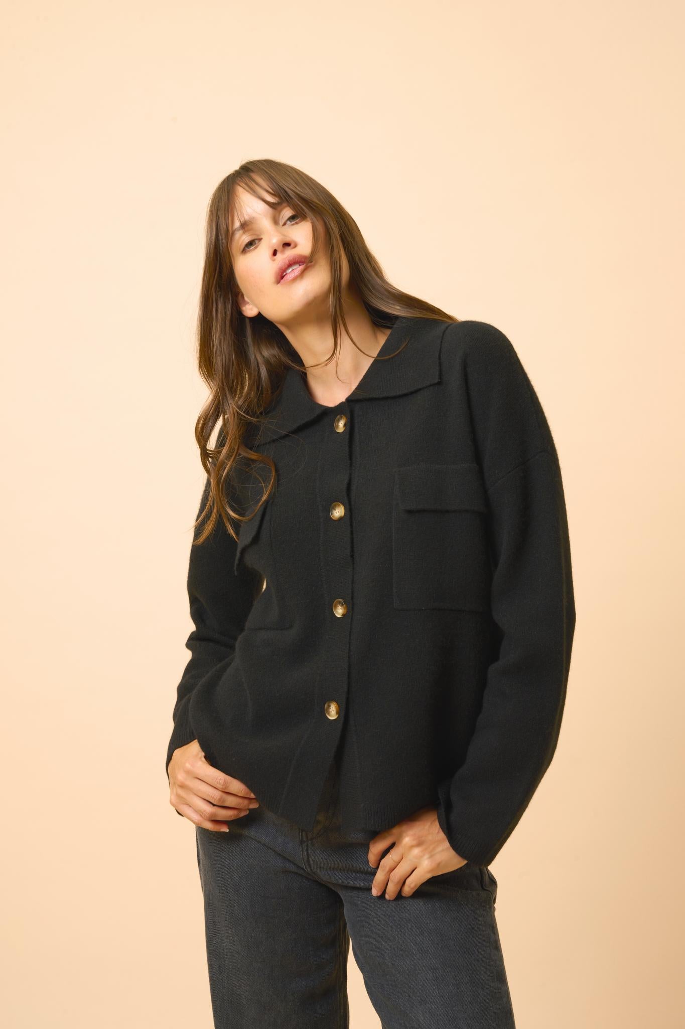 HEKLA veste col chemise noir