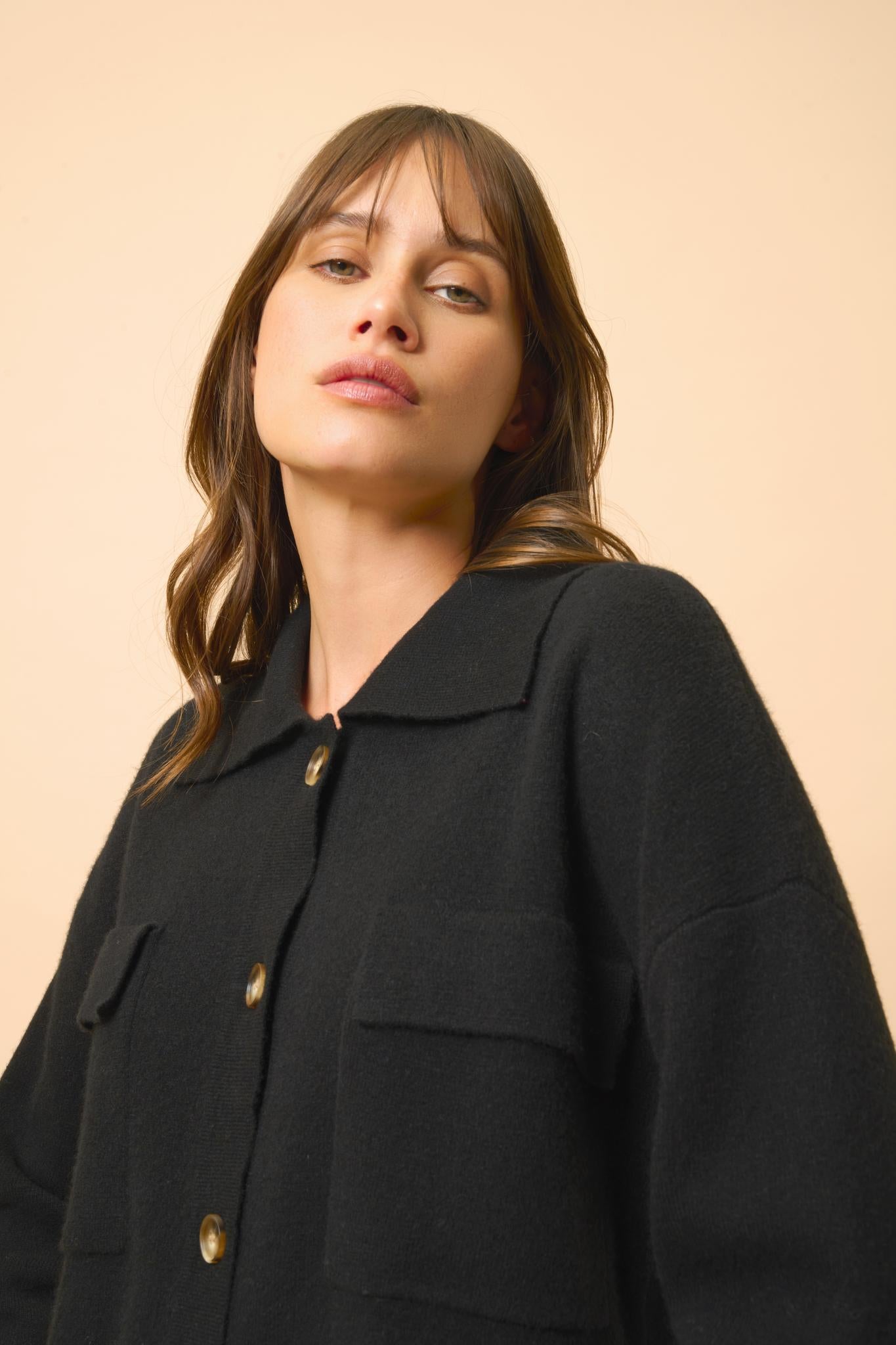 HEKLA veste col chemise noir