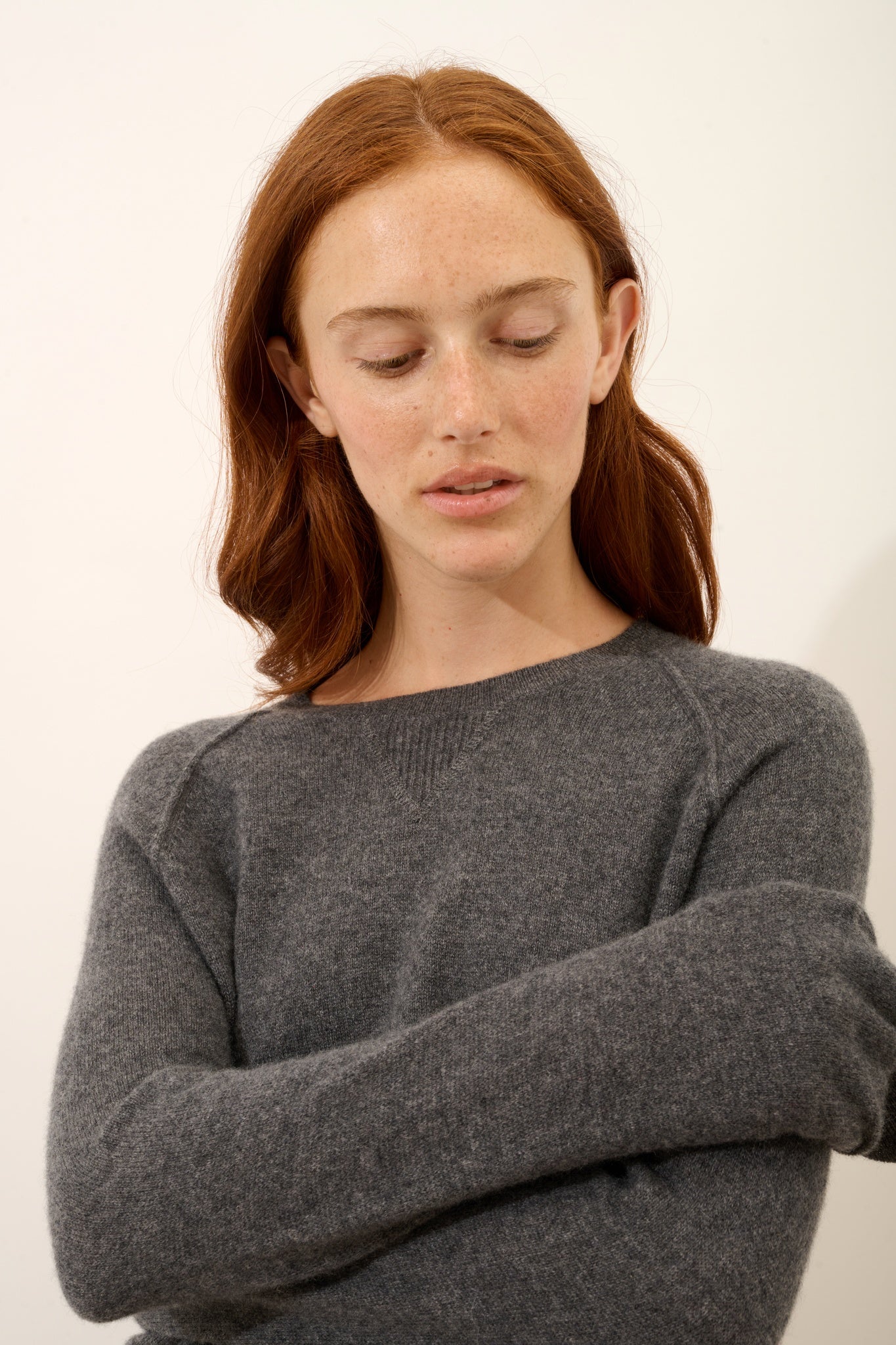 HELEN pull col rond anthracite chiné