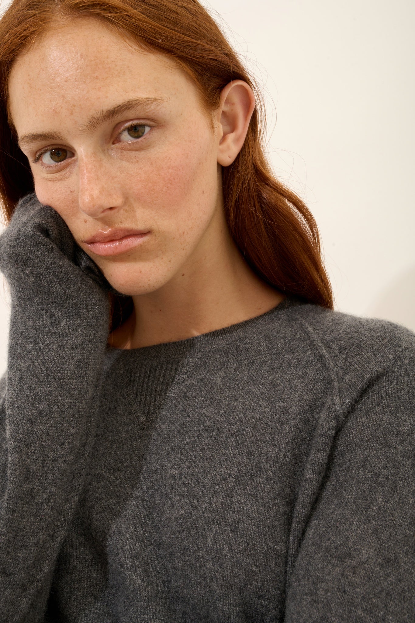 HELEN pull col rond anthracite chiné
