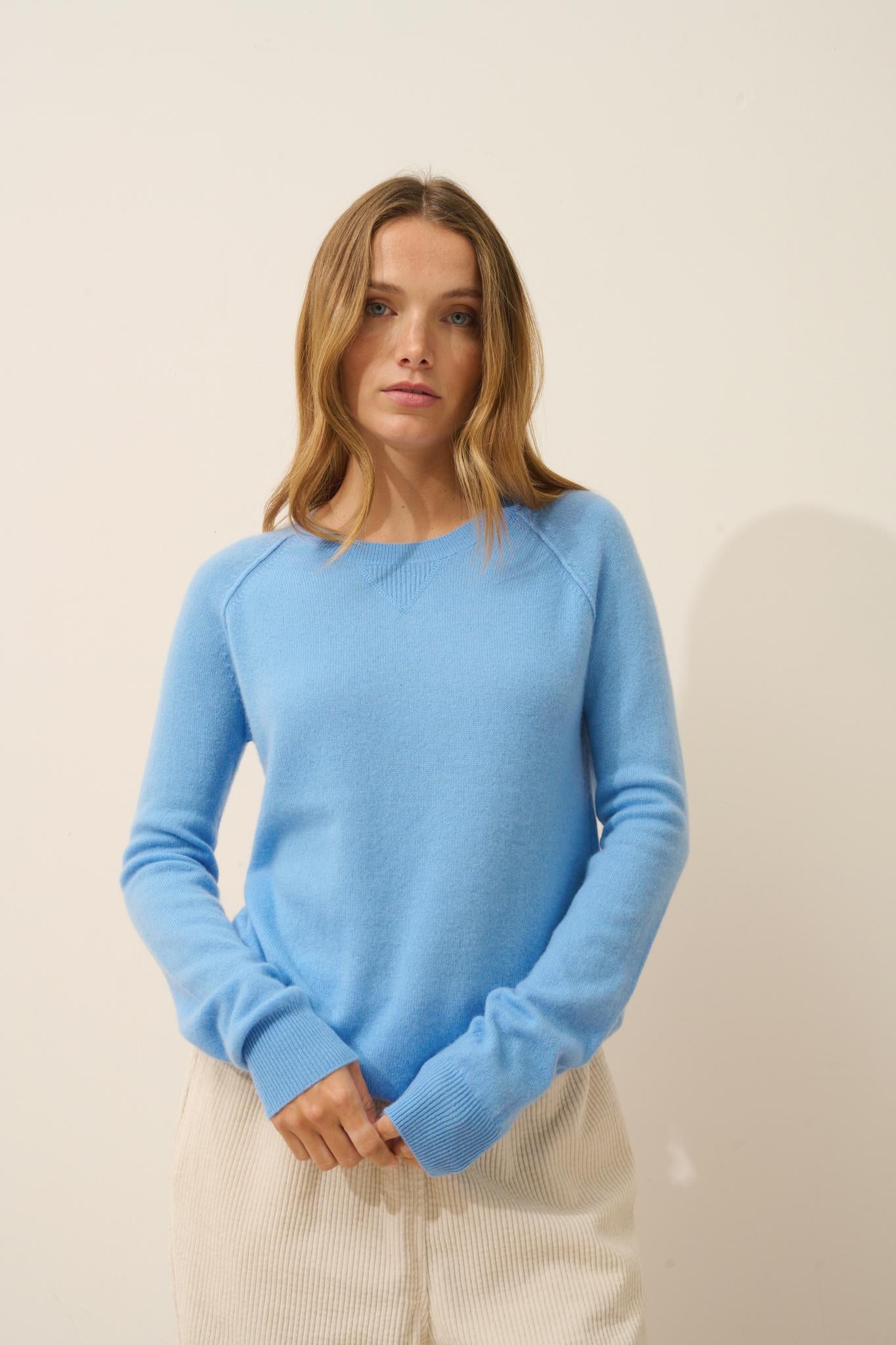 HELEN round-neck sweater baby blue