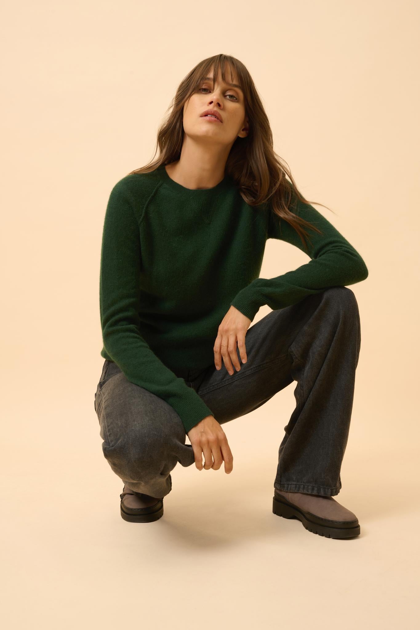 HELEN round-neck sweater cypress