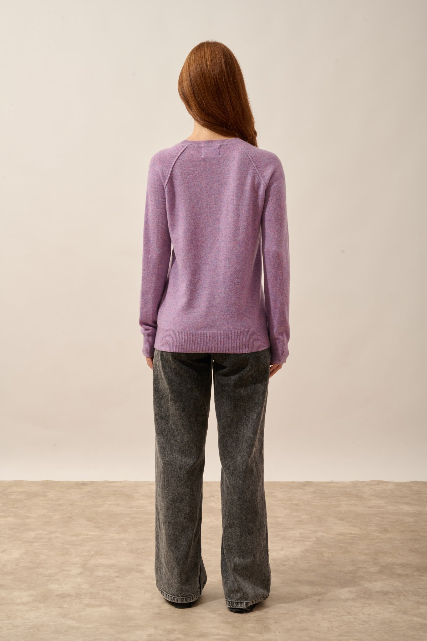 HELEN pull col rond lilas chiné