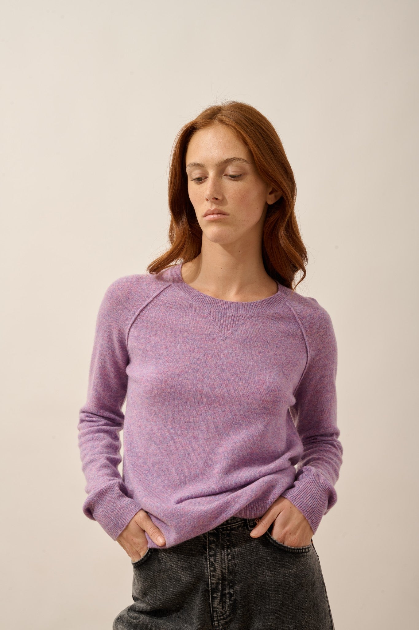 helen pull col rond lilas chiné