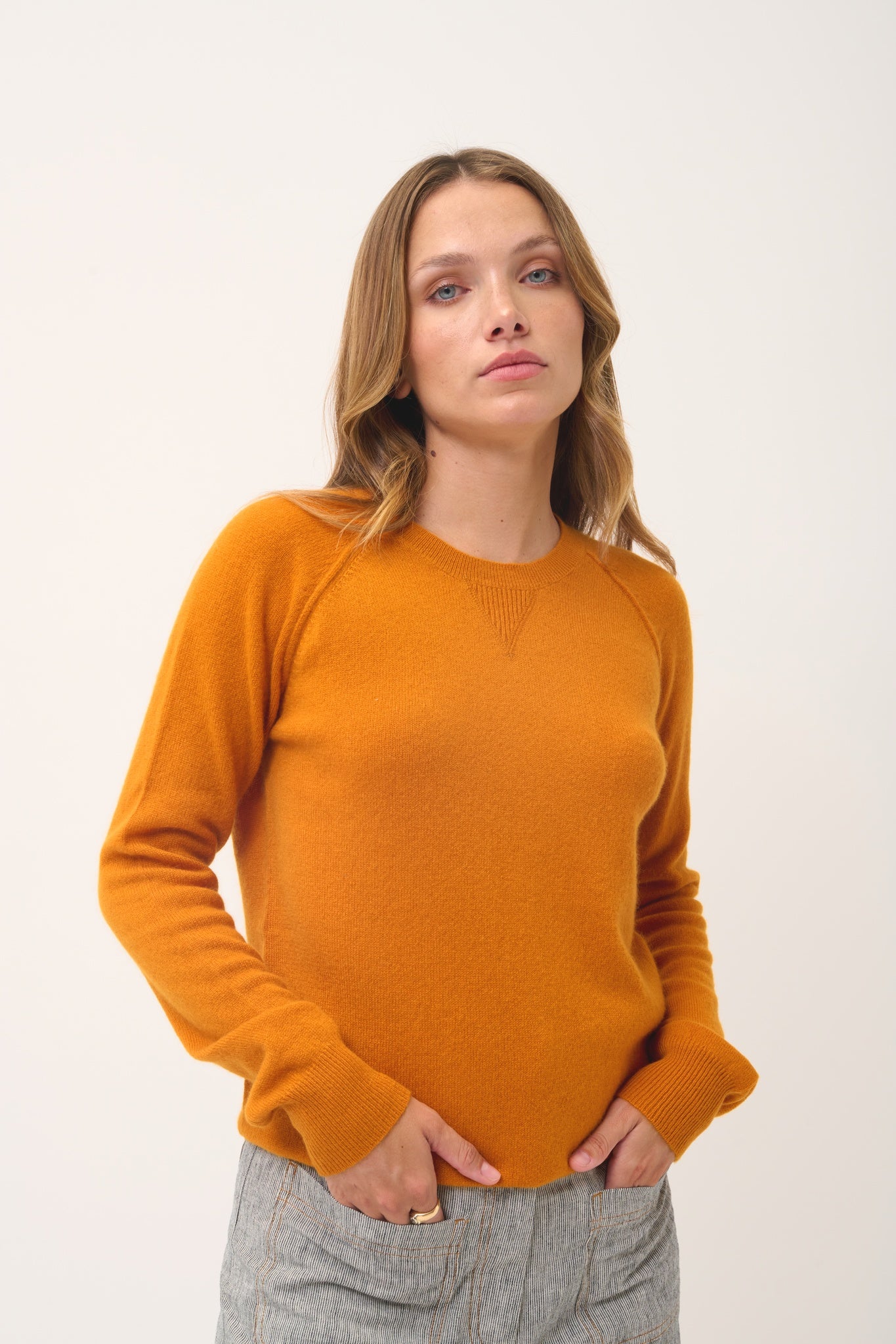 HELEN pull col rond ocre