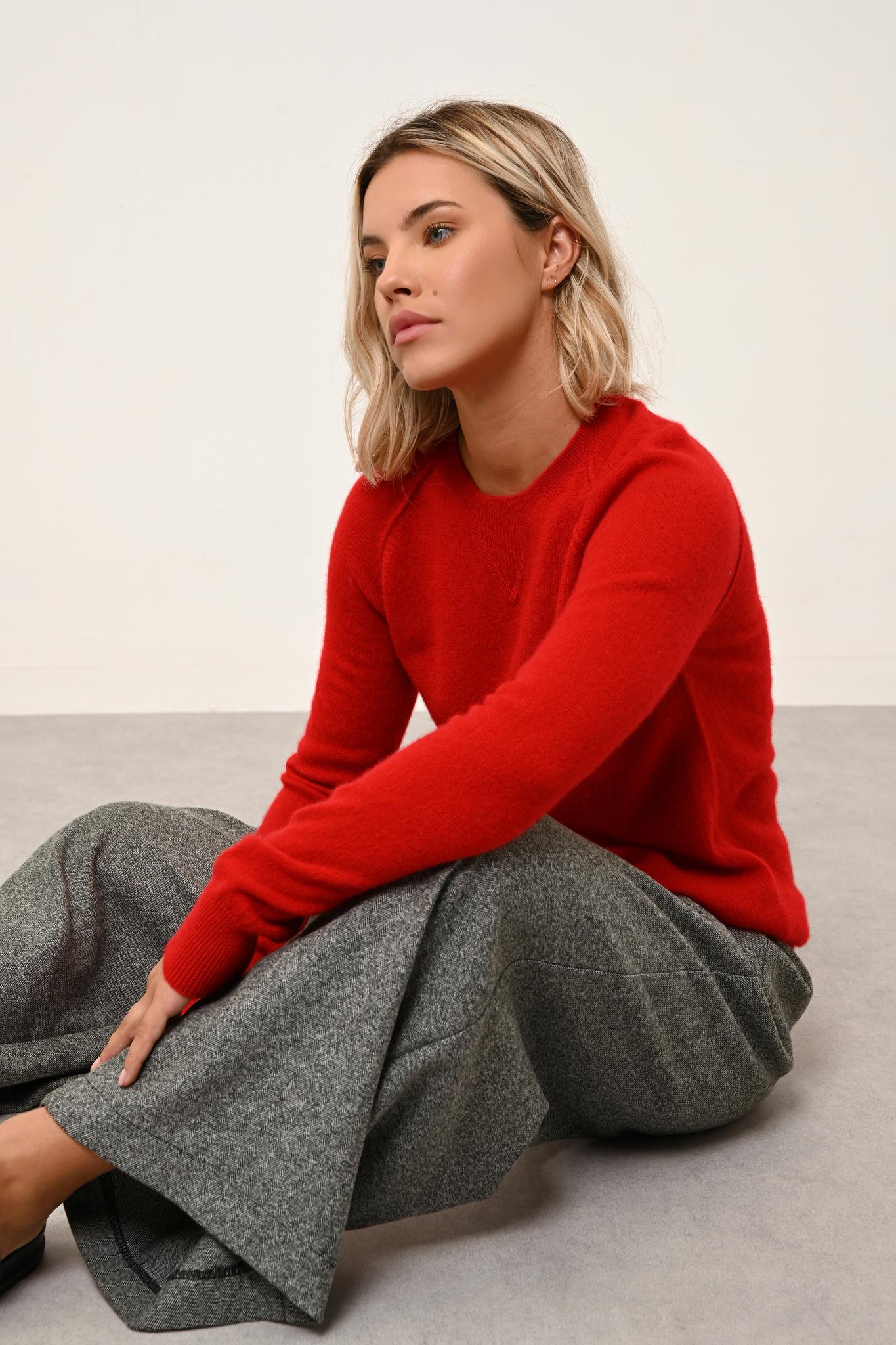 HELEN pull col rond rouge