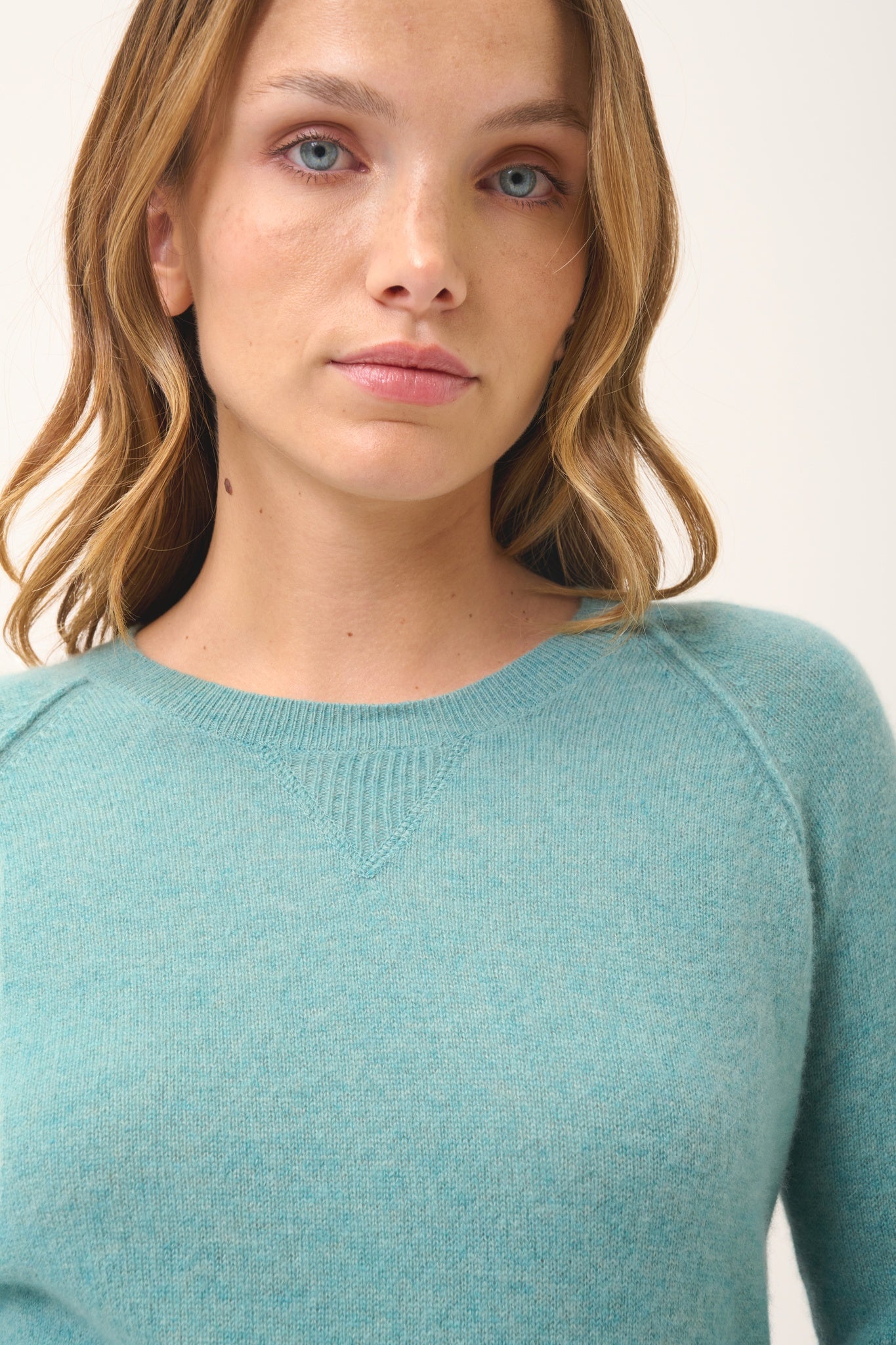 HELEN pull col rond vert chiné
