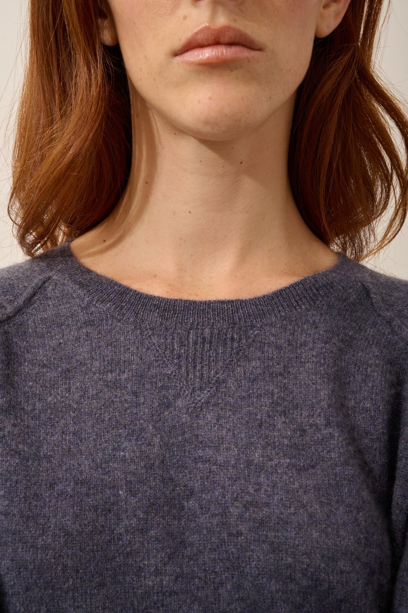 HELEN pull col rond violet gris chiné