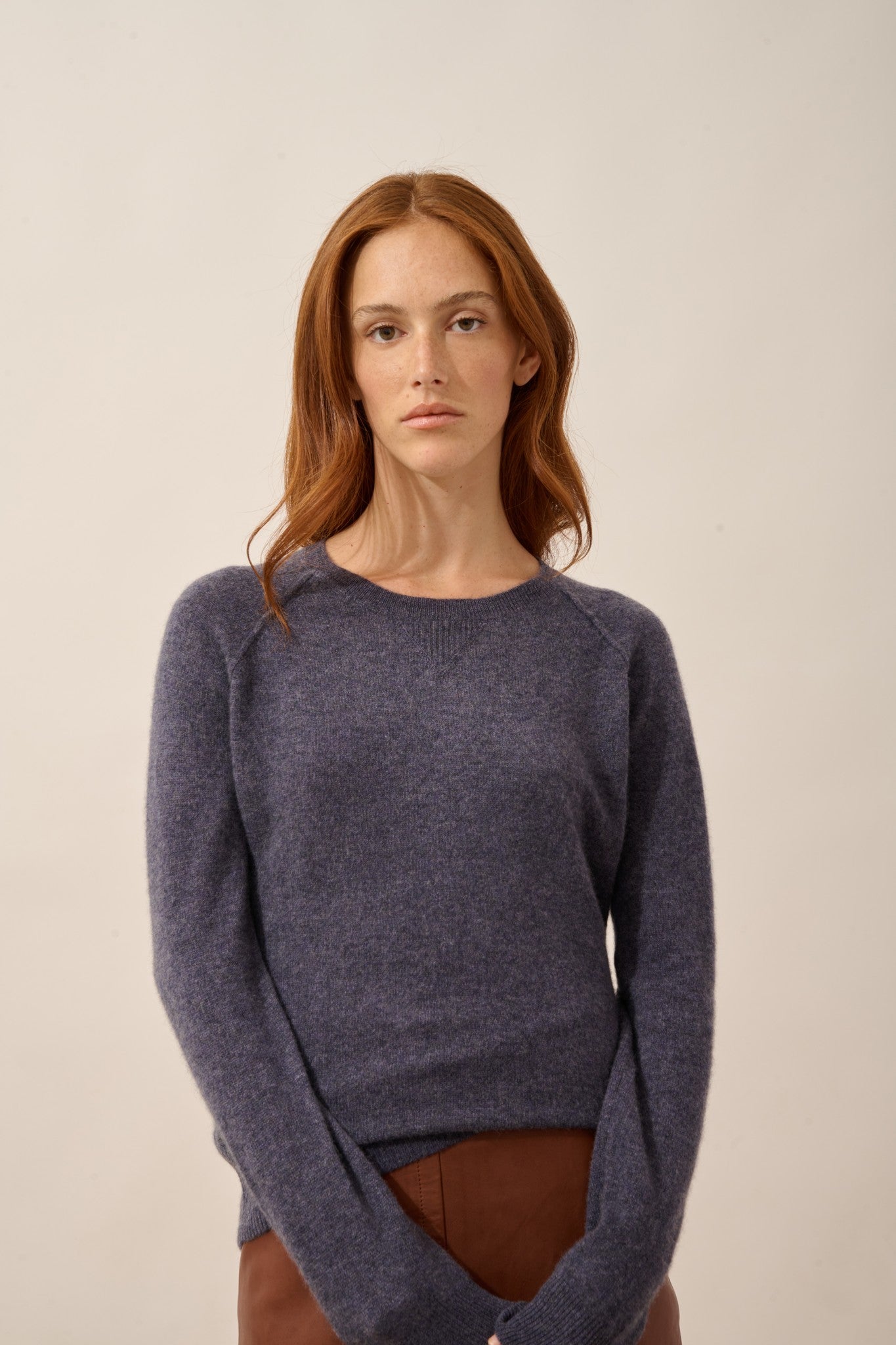 helen pull col rond violet gris chiné