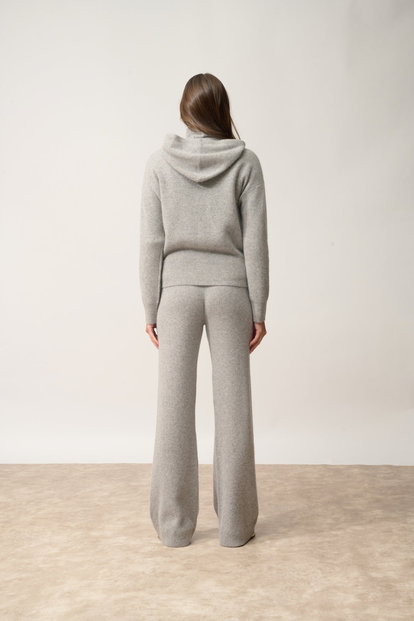 HELGA hooded zip-neck cardigan nuage chiné