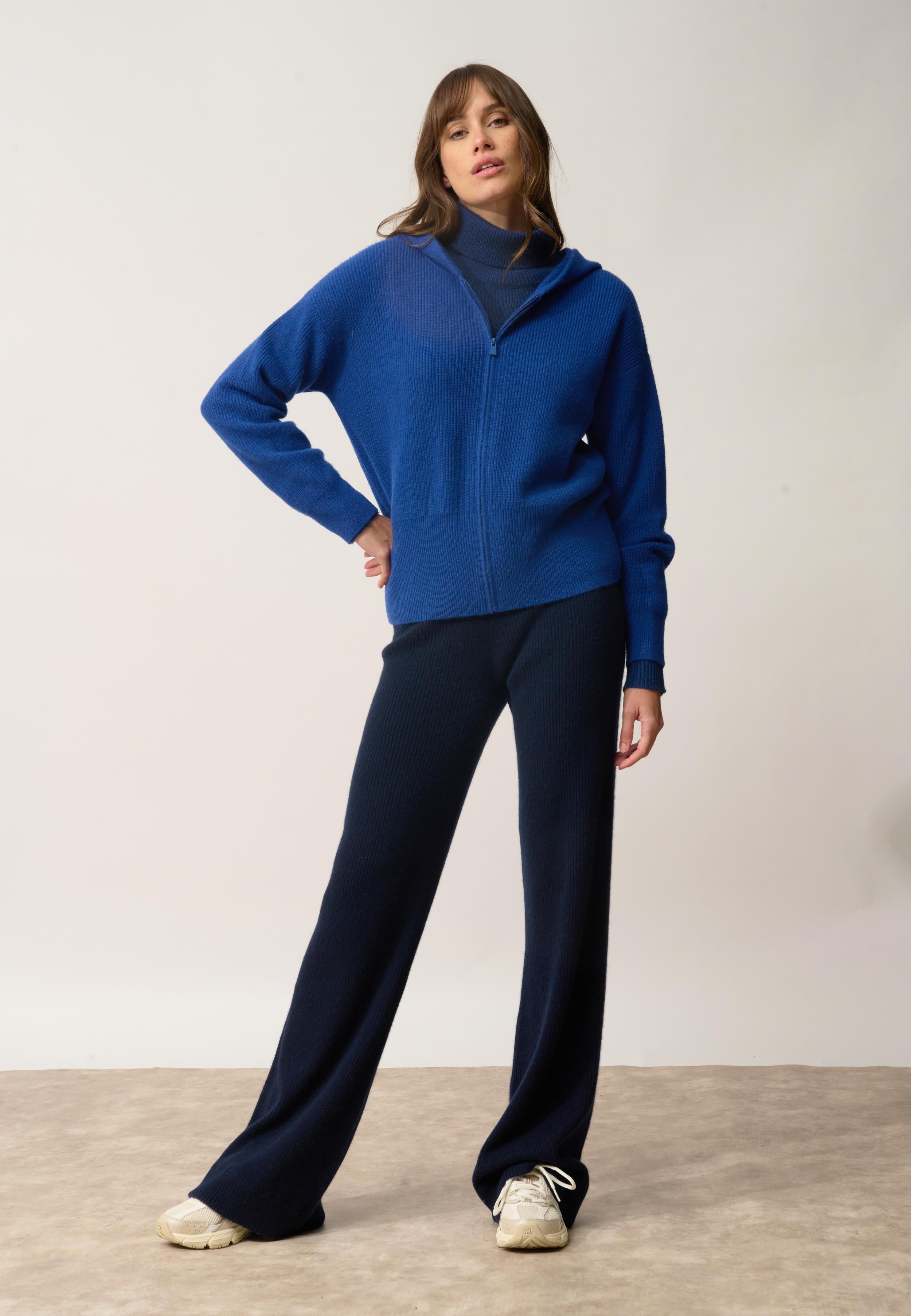 HELGA gilet col zippé capuche outremer