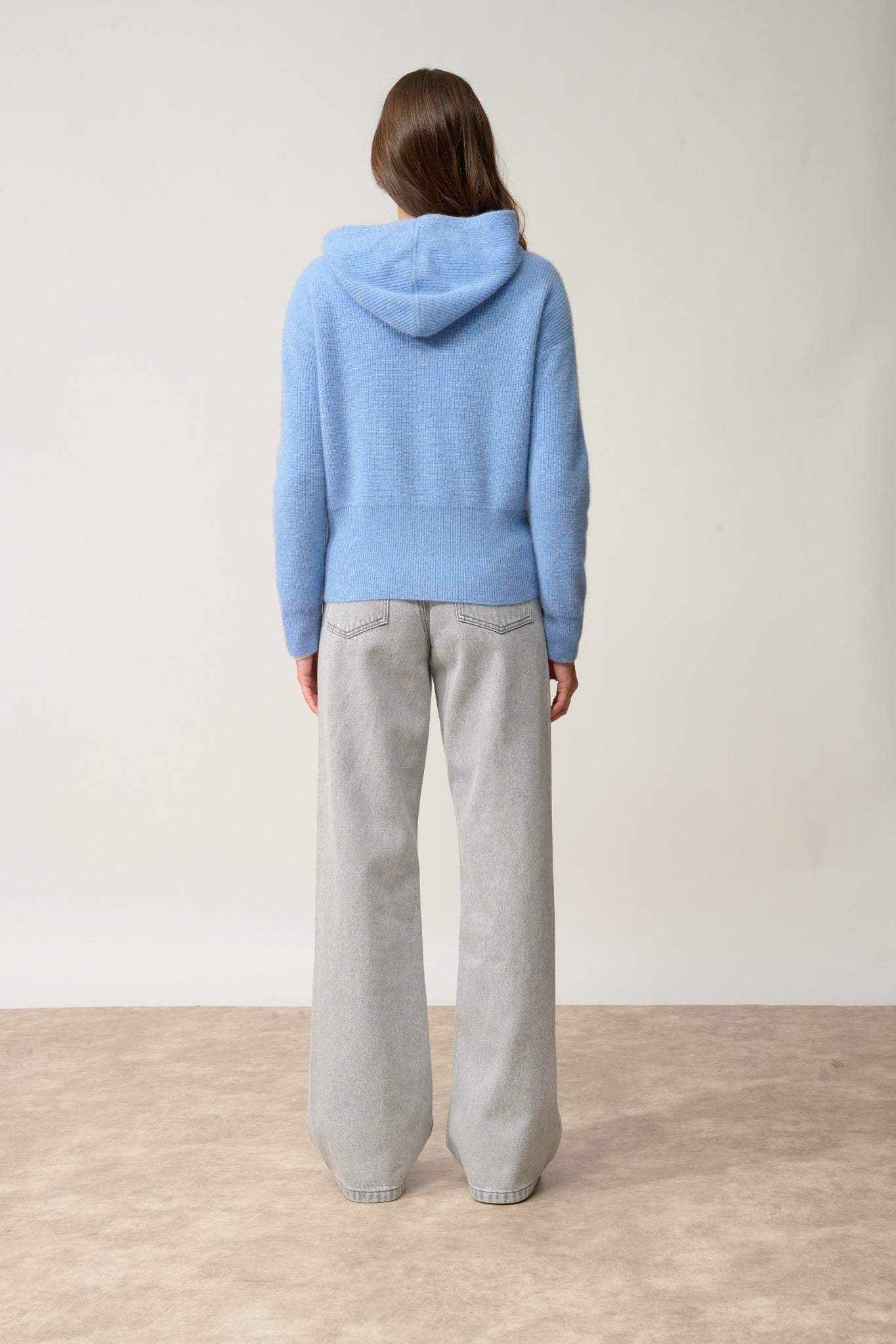 HELGA gilet col zippé capuche sky