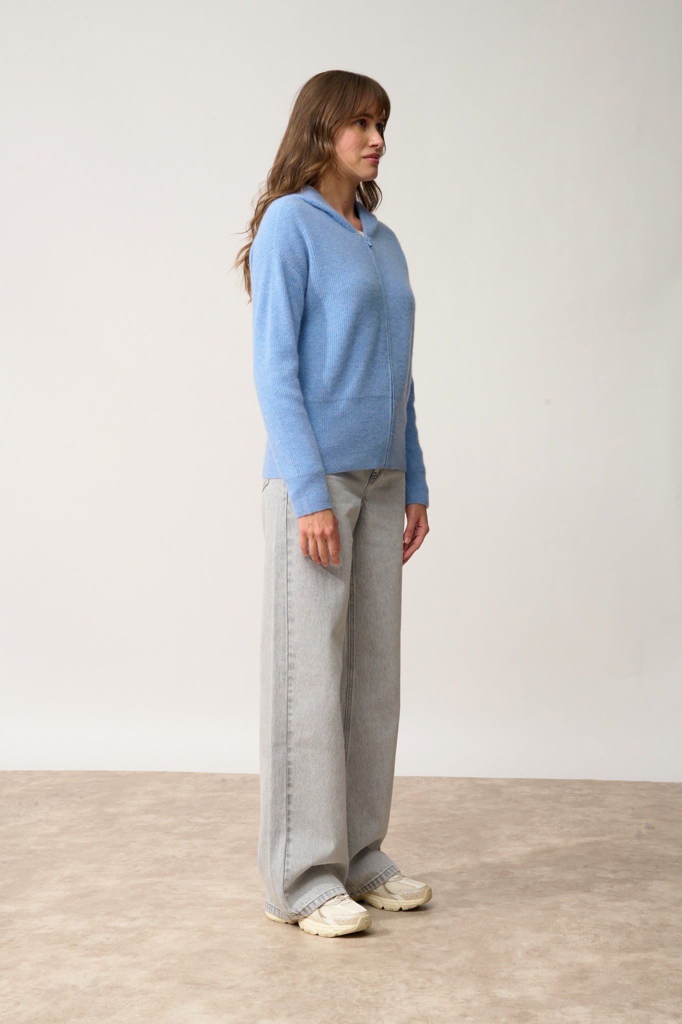 HELGA gilet col zippé capuche sky