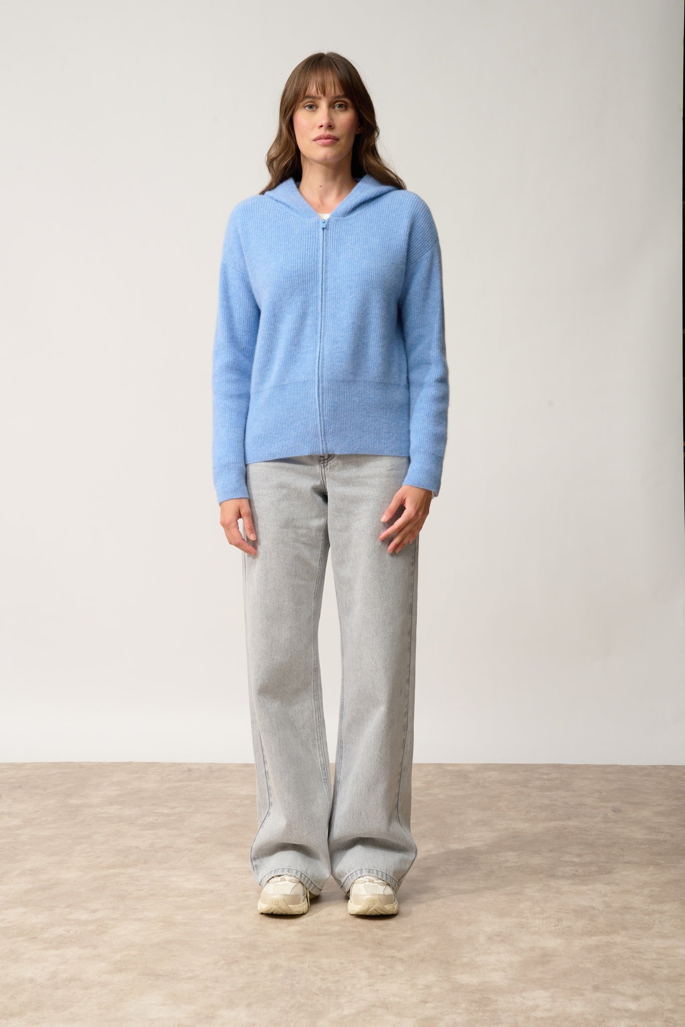 HELGA gilet col zippé capuche sky