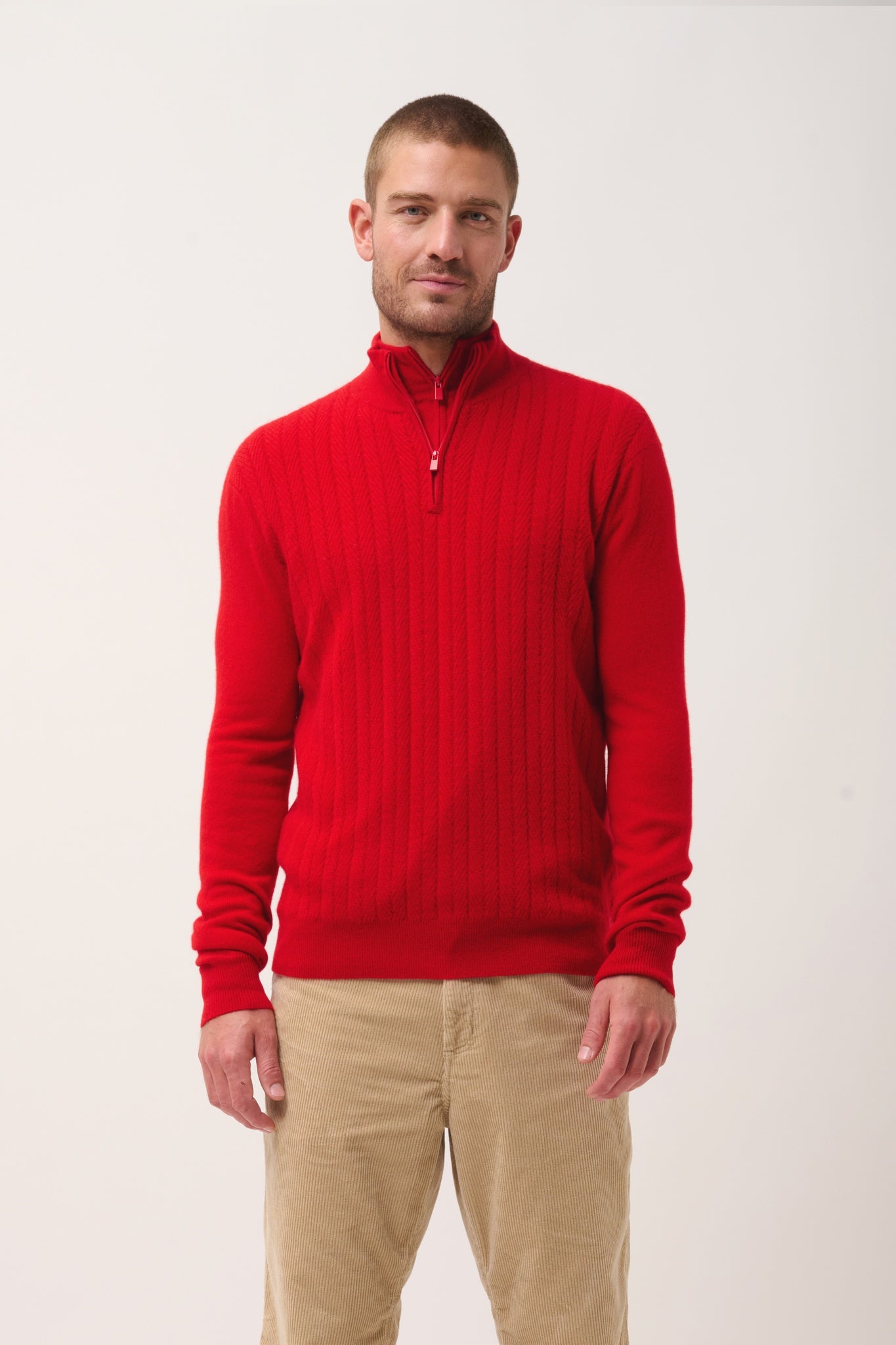 HILMIR red trucker collar sweater