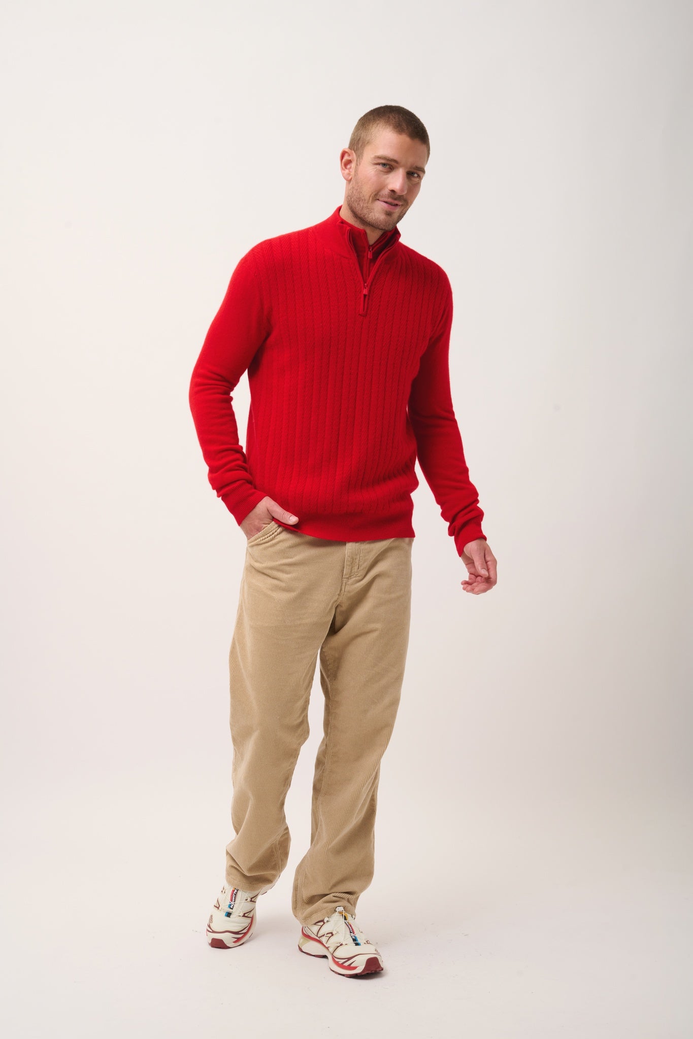 HILMIR pull col camionneur rouge