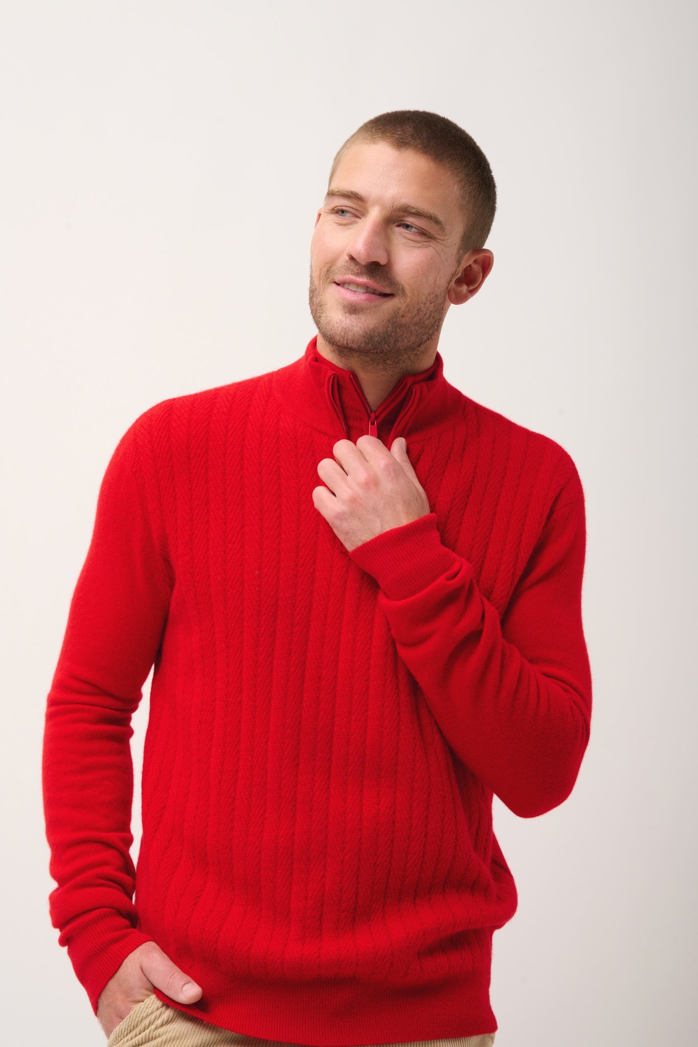 HILMIR pull col camionneur rouge