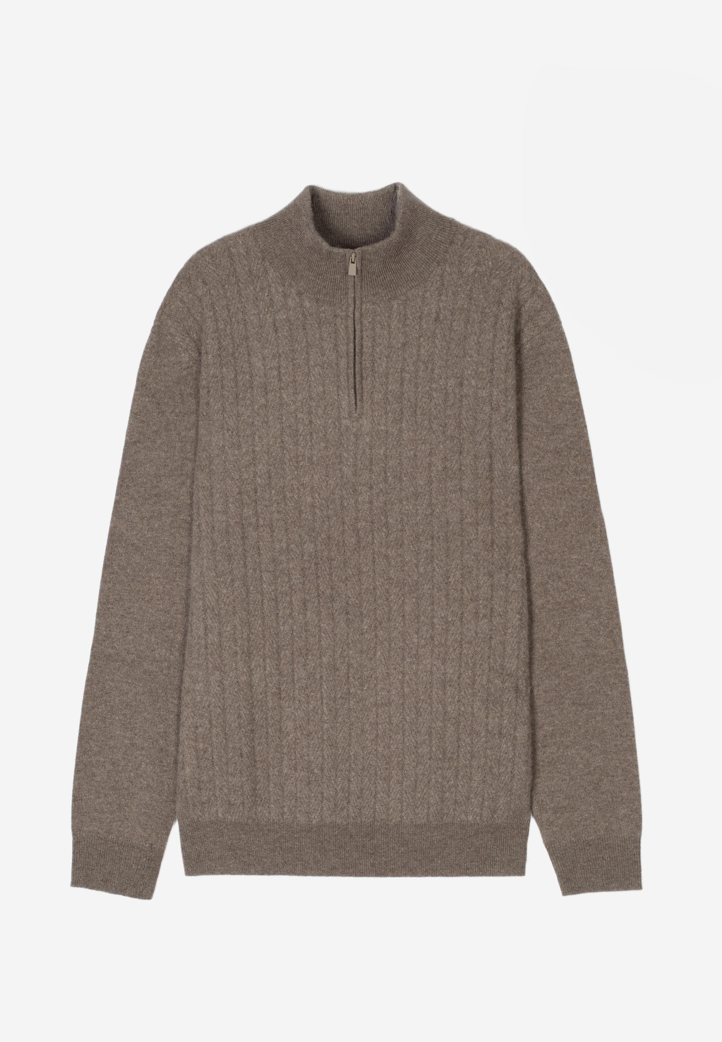HILMIR taupe mottled trucker-neck sweater
