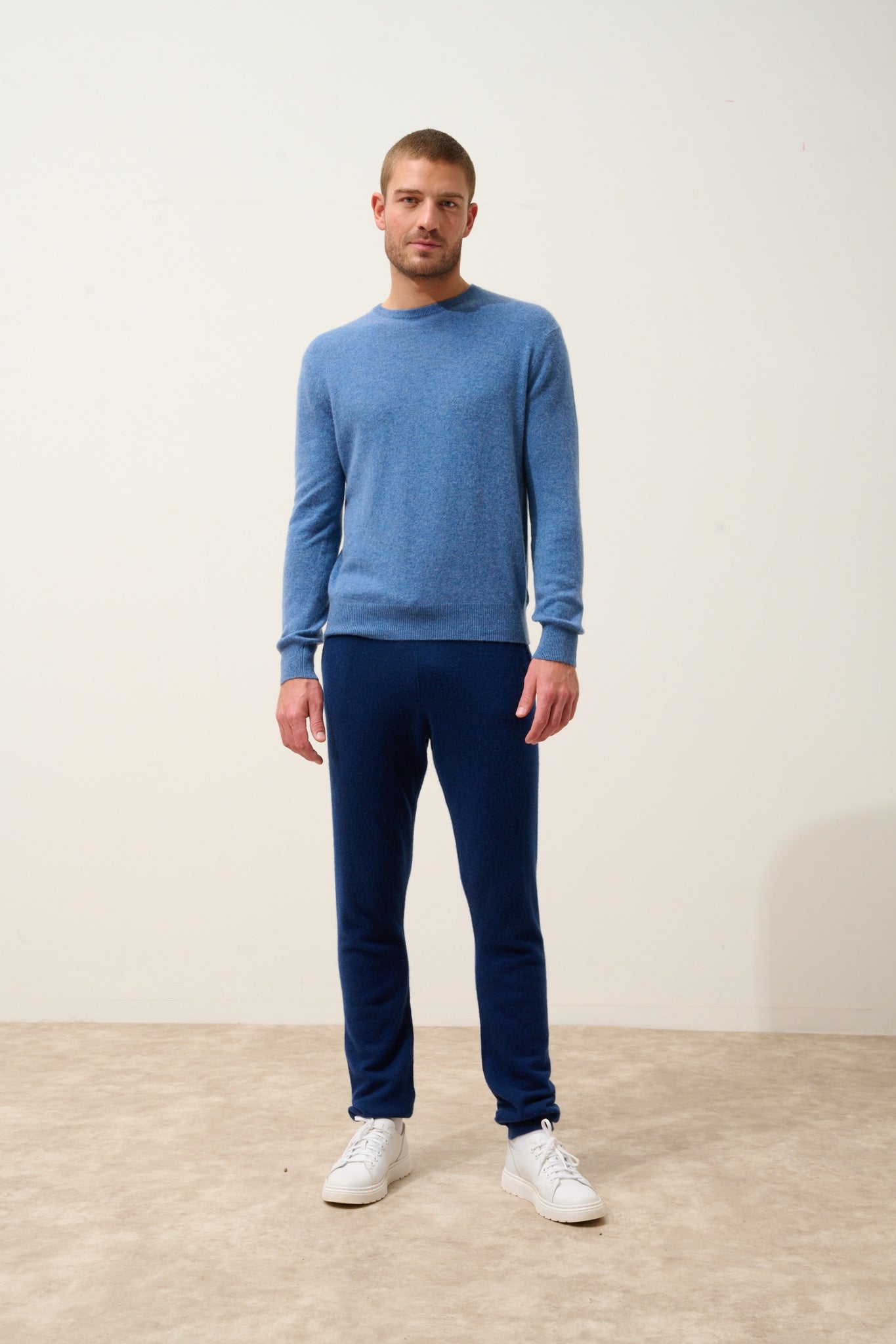 HOWARD denim blue round-neck sweater