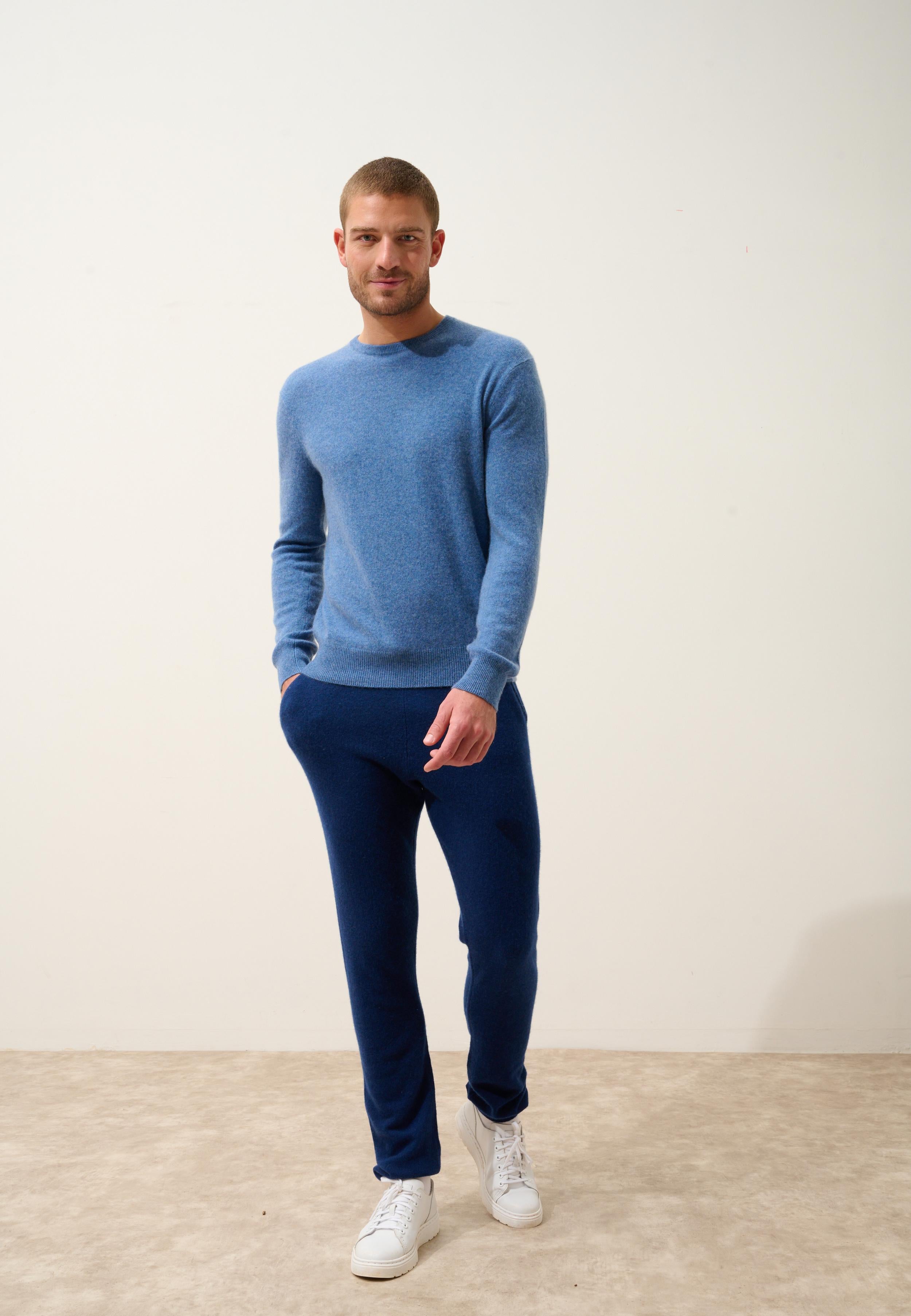 HOWARD pull col rond bleu denim