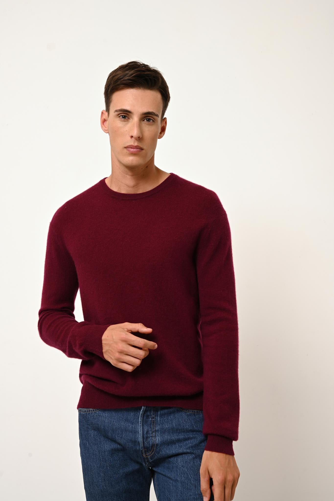 HOWARD pull col rond bordeaux