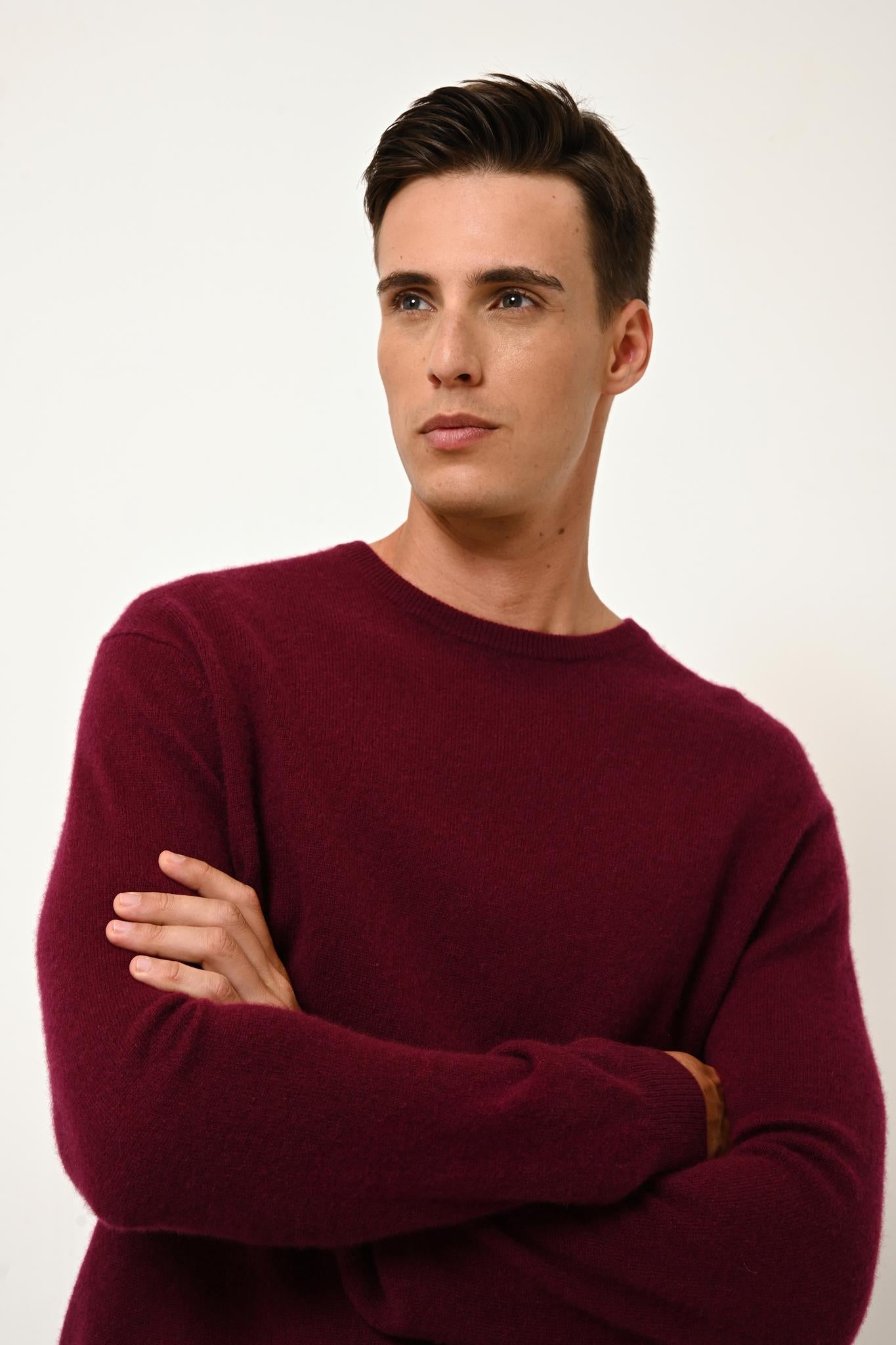 HOWARD pull col rond bordeaux