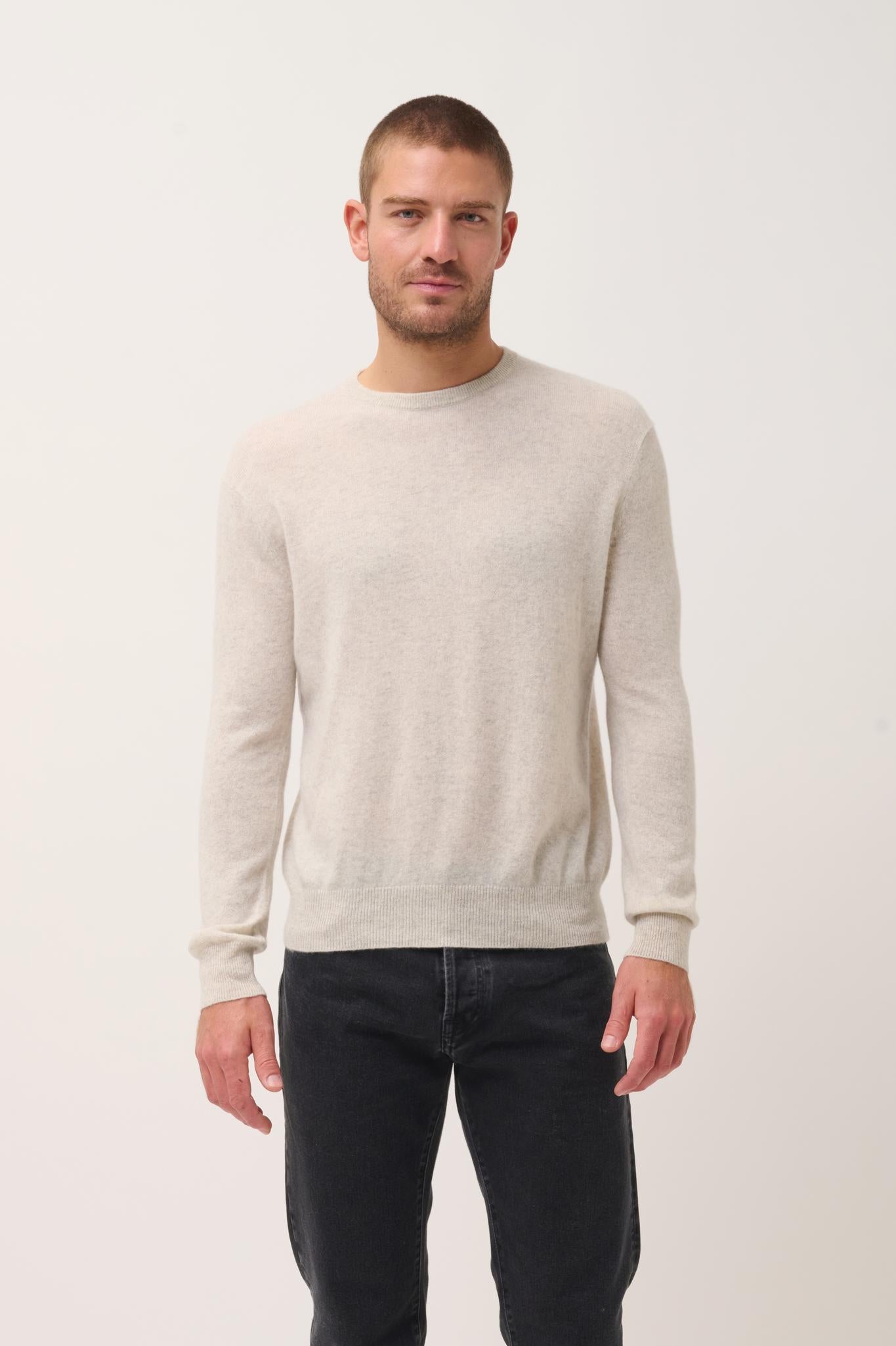 HOWARD pull col rond gris perle chiné
