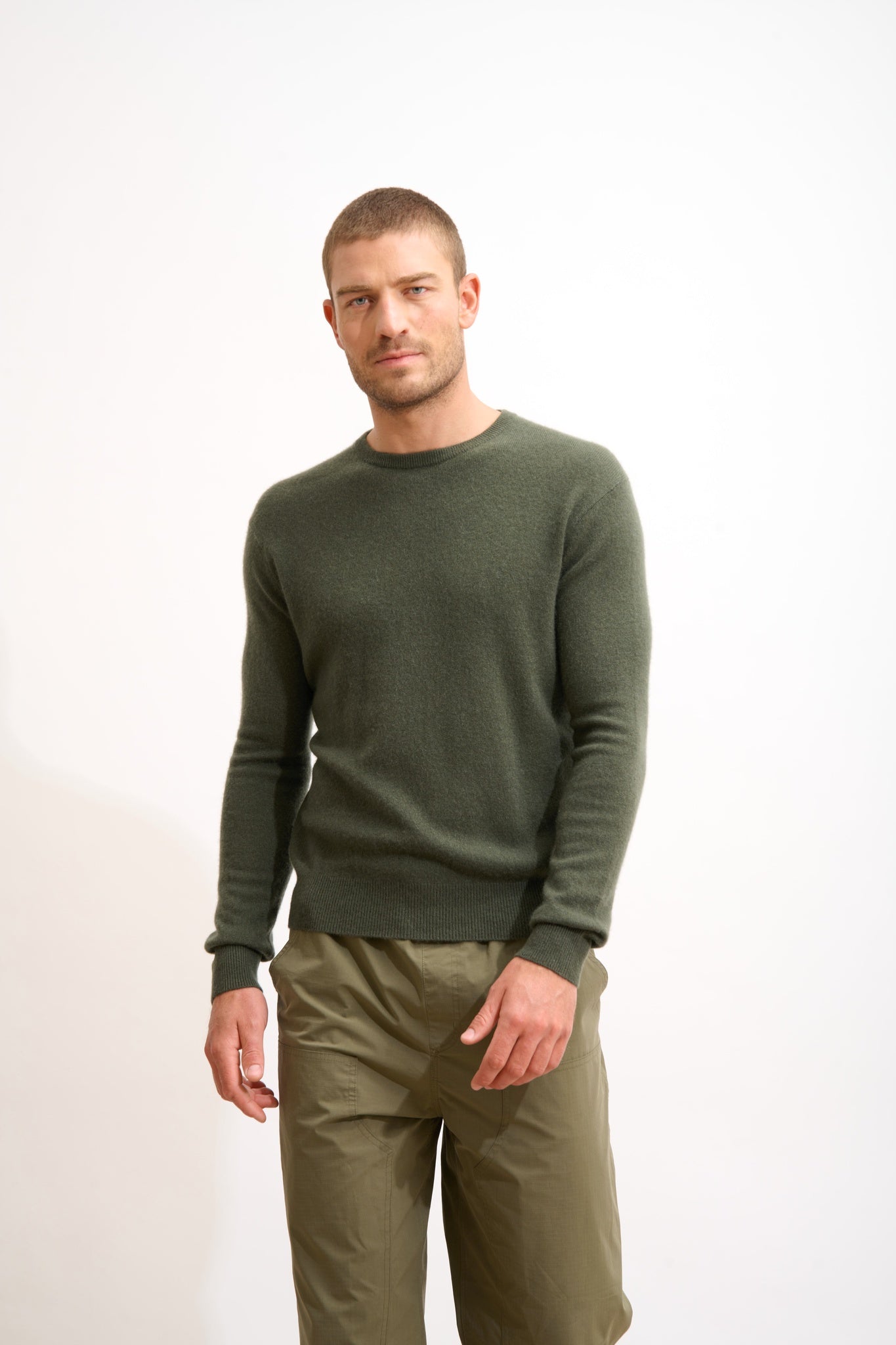 HOWARD pull col rond kaki