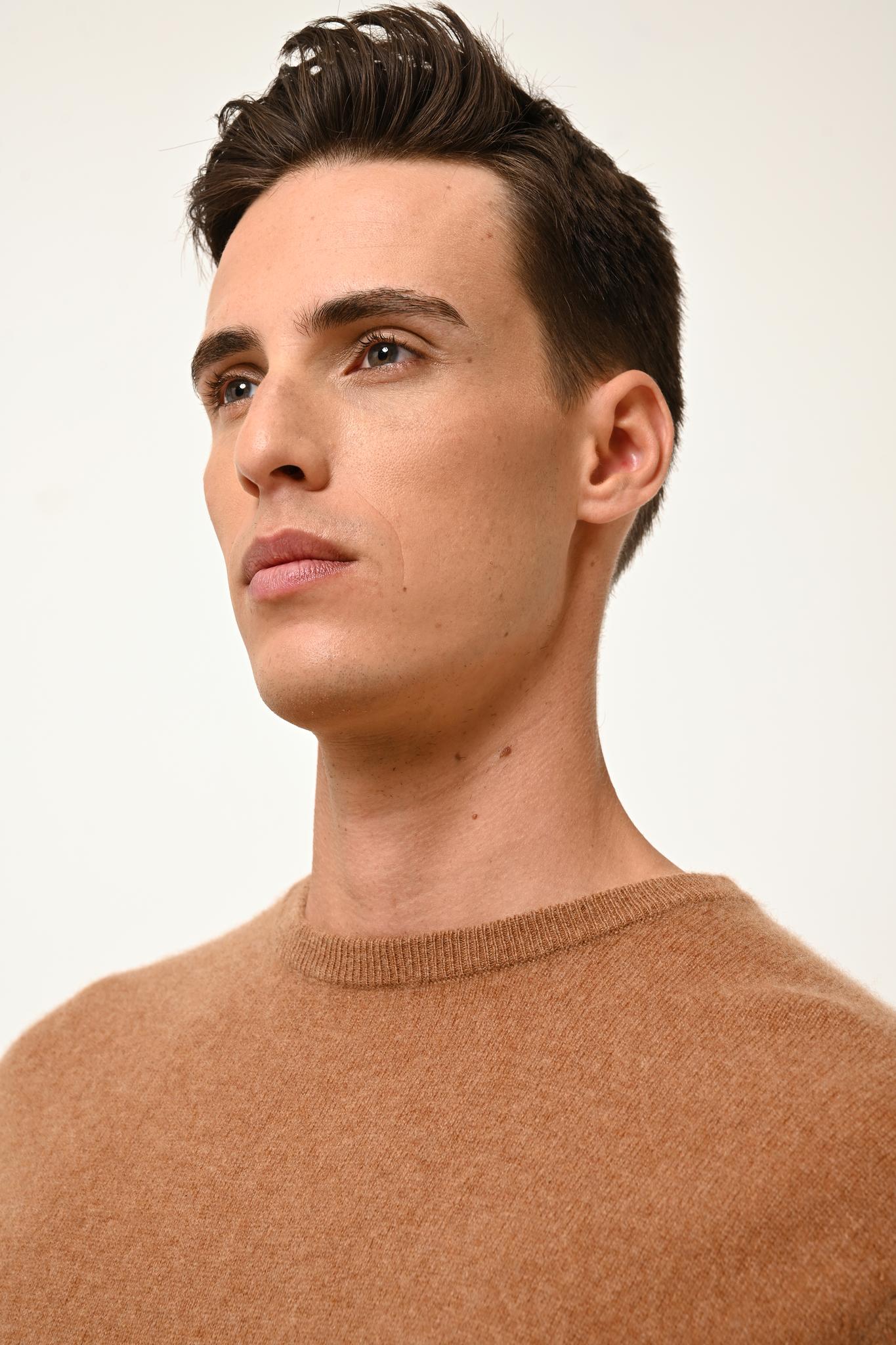 HOWARD pull col rond noisette