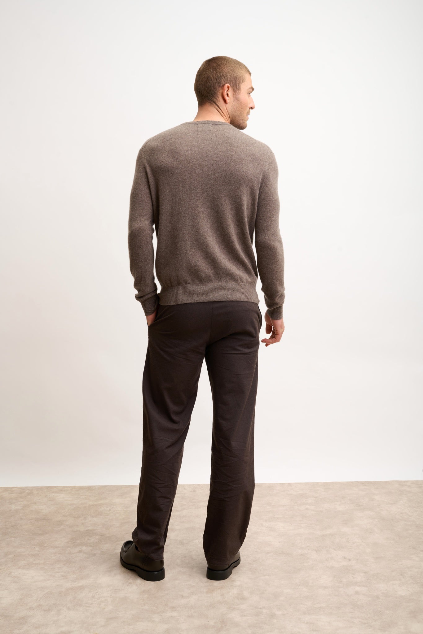 HOWARD pull col rond taupe chiné