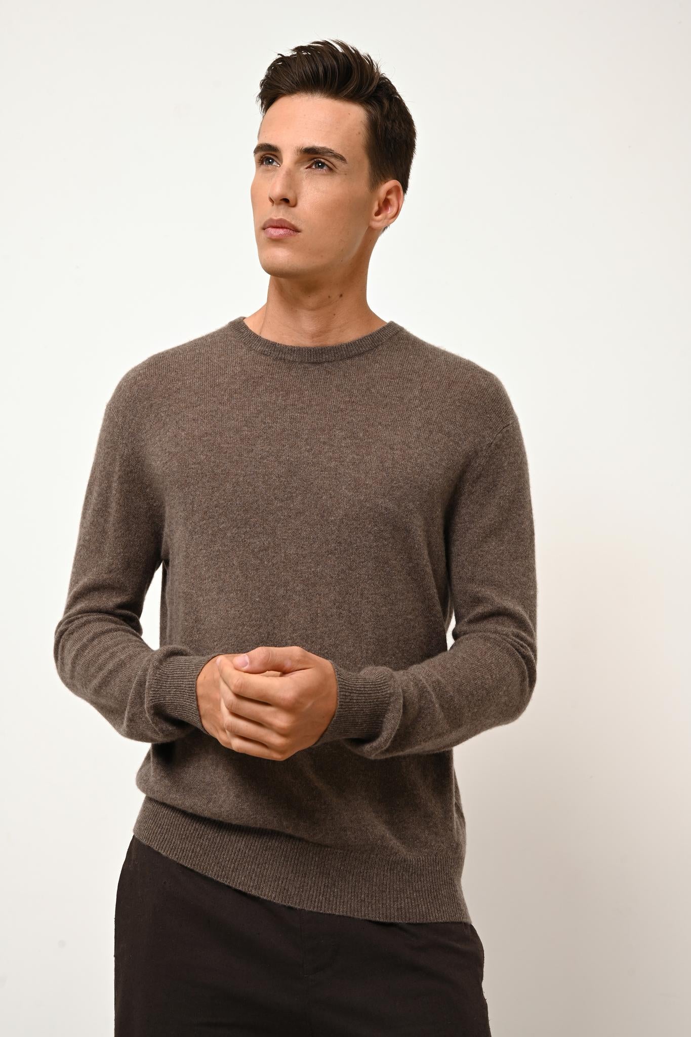 HOWARD taupe mottled round-neck sweater