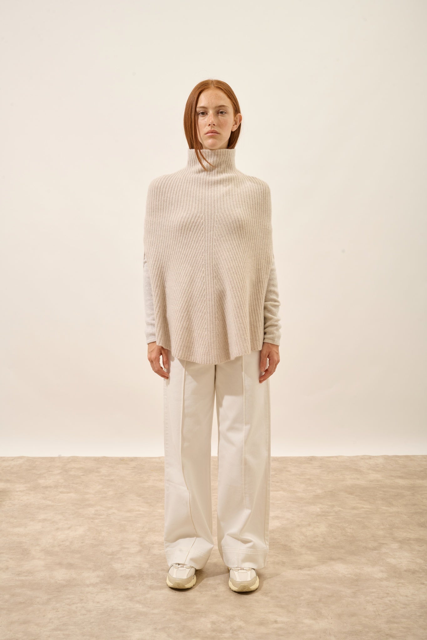 HUARAZ cape stand-up collar beige mottled