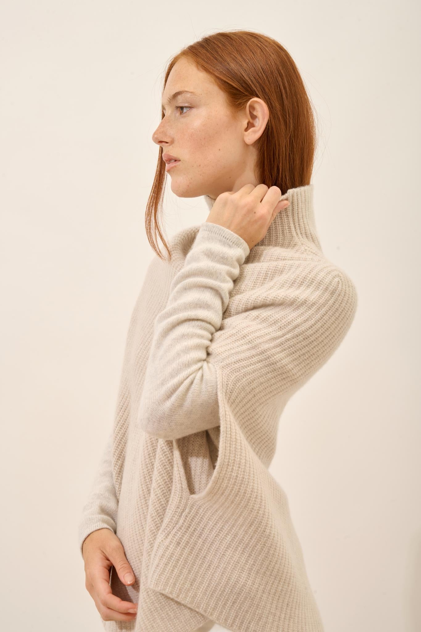 HUARAZ cape stand-up collar beige mottled