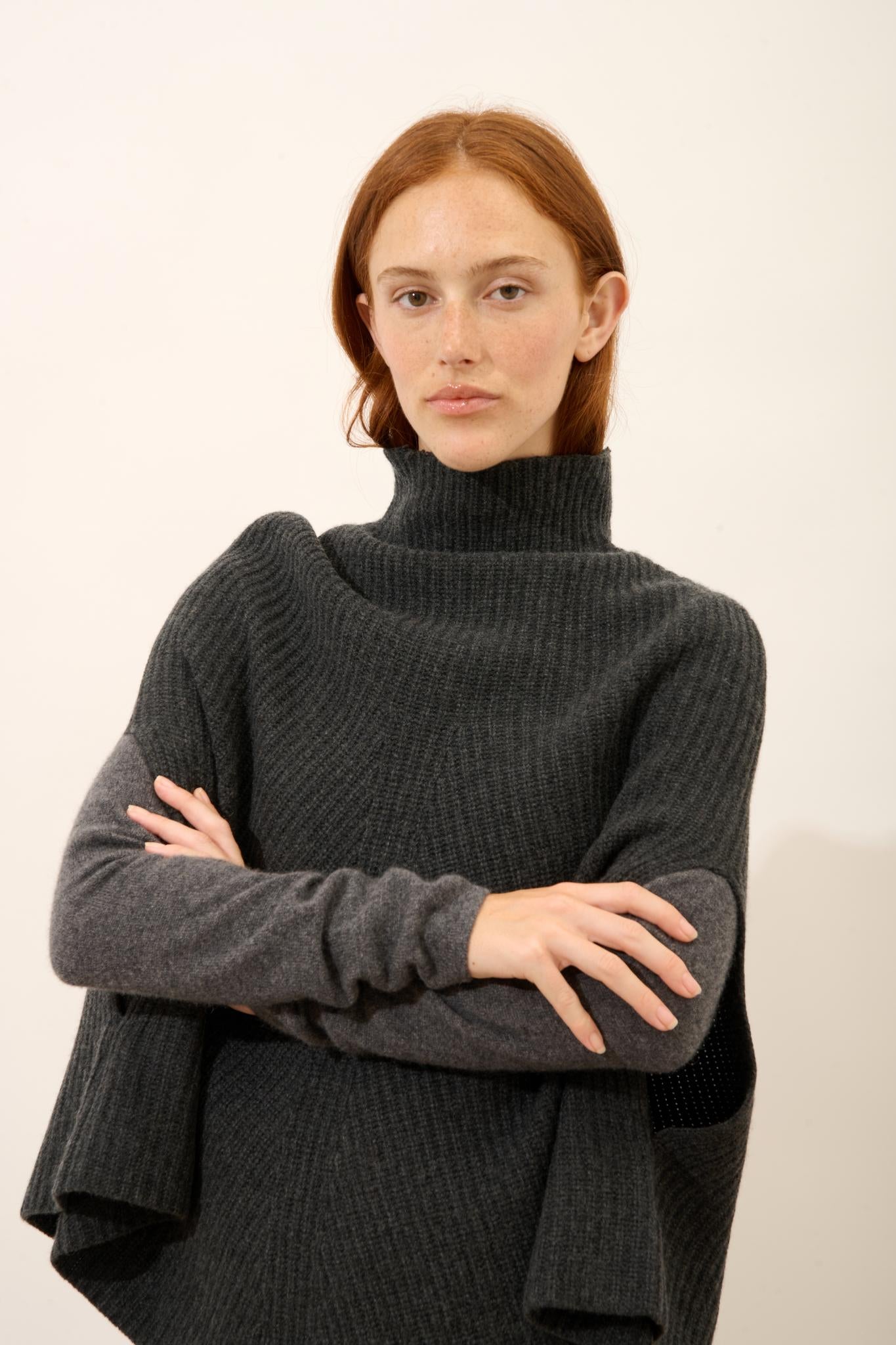 HUARAZ cape stand-up collar carbon mottled