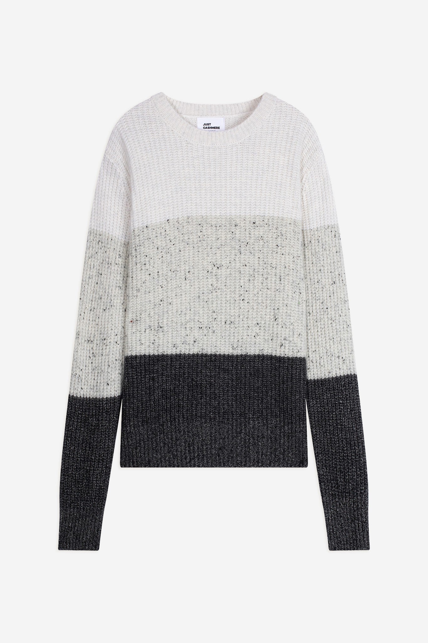 ilyana pull col rond 6 fils tri-color blanc chiné/(gris/noir)/(noir/blanc)